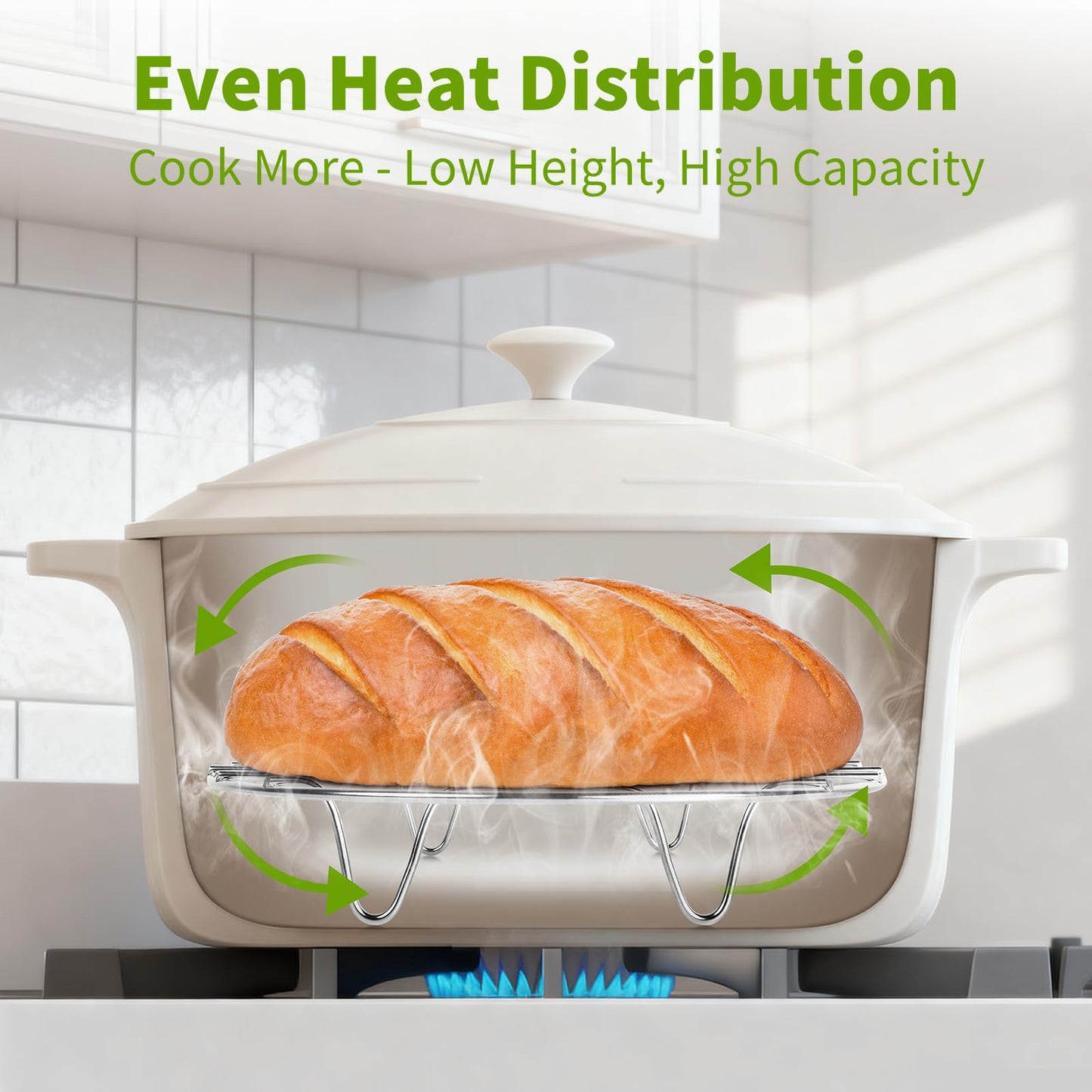 Steamer Cooling Rack Trivet Accessory Set, Include 9-holes Egg Steamer Cooking Rack with Heat Resistant Silicon Handles & Compatible for 6, 8 Quart Pressure Cooker Trivet, Instant Pot Accessories