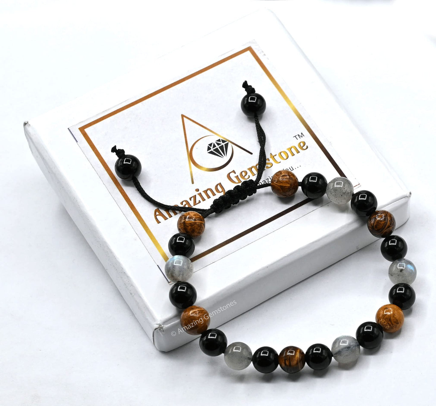 Amazing Gemstone Mood Bracelets for Kids Women Men Manifestation - Labradorite Mariyam Jasper Black Tourmaline Bracelet Set for Men Women Healing Calming Anxiety Stress Relief Gifts (Adjustable)
