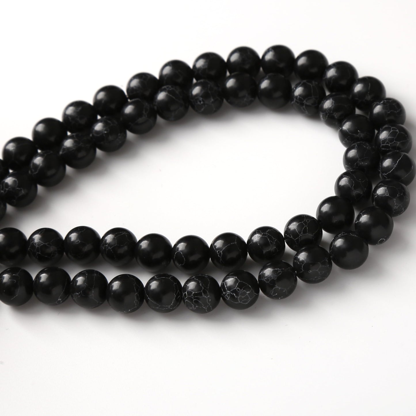 Black Turquoise Stone Beads for Jewelry Making Gemstone Round Crystal Bracelet Necklace 1 Strand 15.5inch 35PCS 10MM