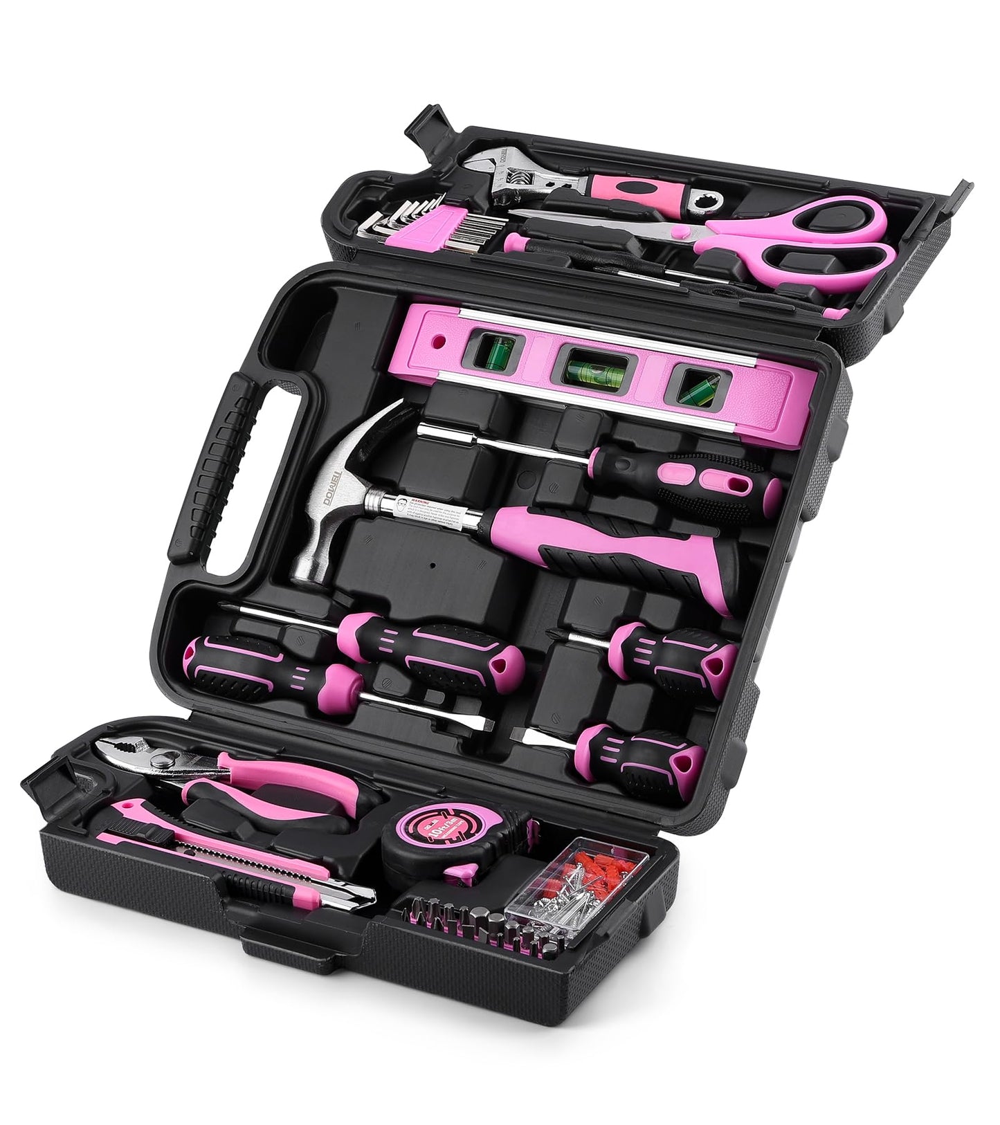 DOWELL 123-Piece Pink Home Repair Tool Kit for Women & Girls - All-in-One DIY Toolkit with Ergonomic Handles, Durable Toolbox, Non-Slip Grips | Perfect Gift for Wives, Moms, Crafters