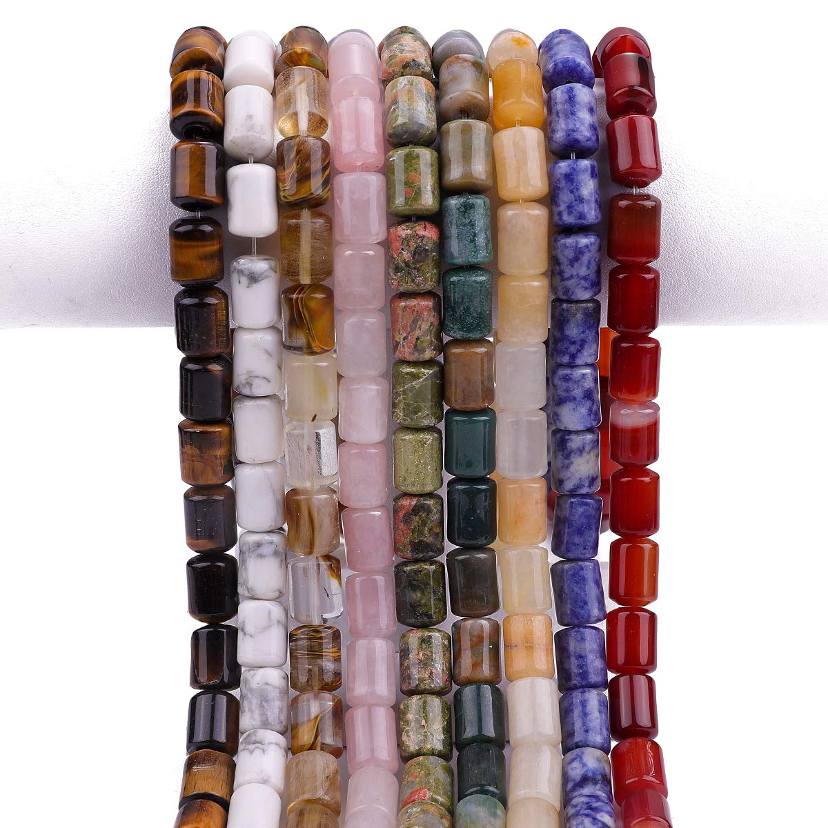 BEADIA Natural White Howlite Cylinder Stone Loose Semi Gemstone Beads for Jewelry Making 10mmx14mm 38cm