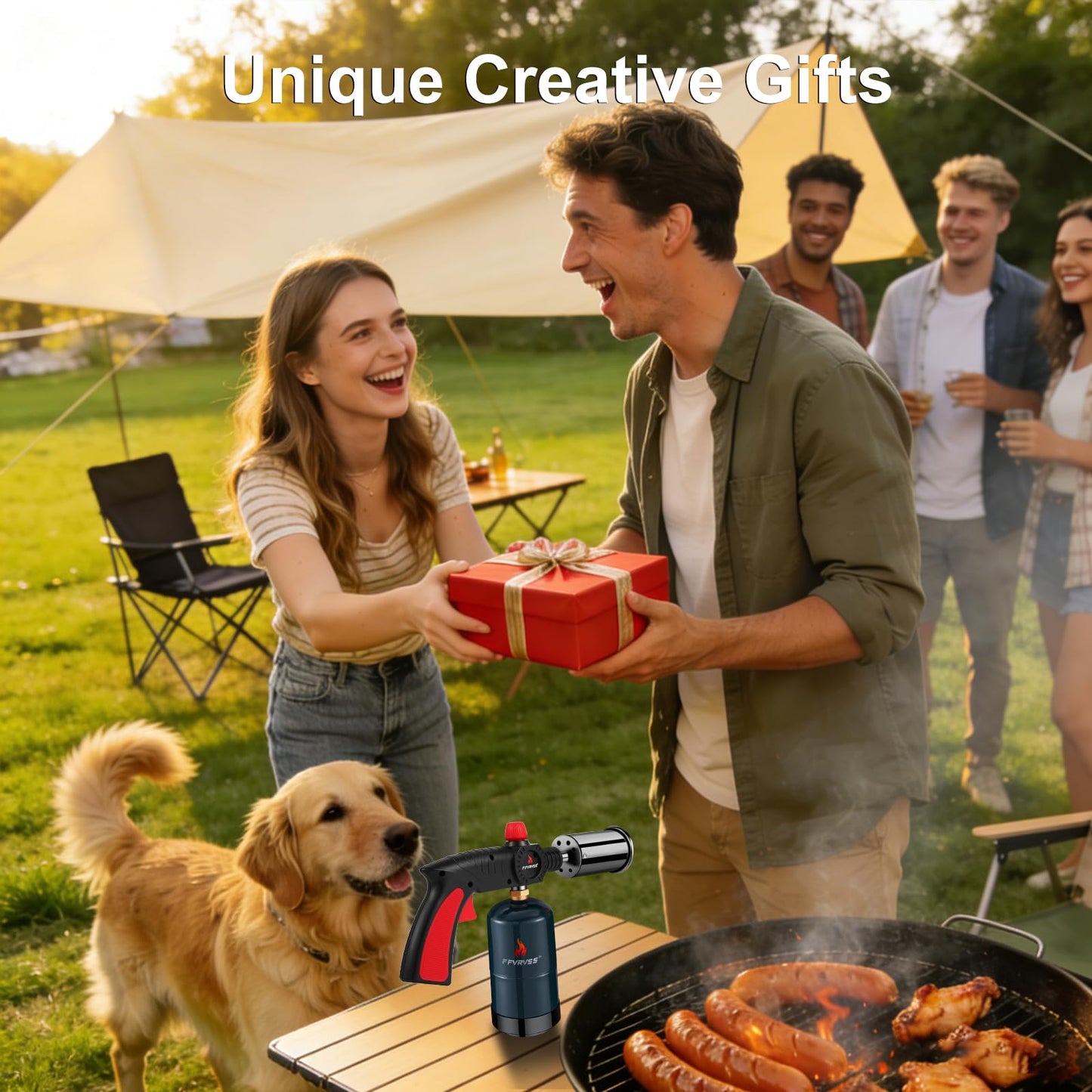 Powerful Grill & Cooking Propane Torch, flame thrower gun, Kitchen Cooking Torch, Sous Vide, Campfire Starter, Adjustable Wood Torch Burner for Searing Steak, BBQ, Welding(Propane Tank Not Included)