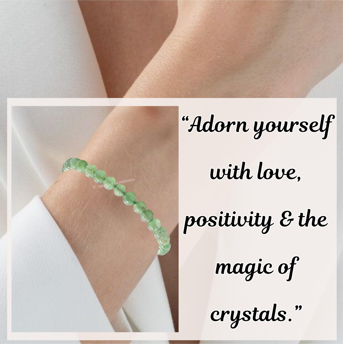 Amazing Gemstone Green Aventurine Bracelet, Gifts For Men & Women - Protection Healing Crystal Bracelet - 6mm Gemstone Beaded Adjustable Bracelet, Pulseras Para Hombres Mujer Stocking Stuffers