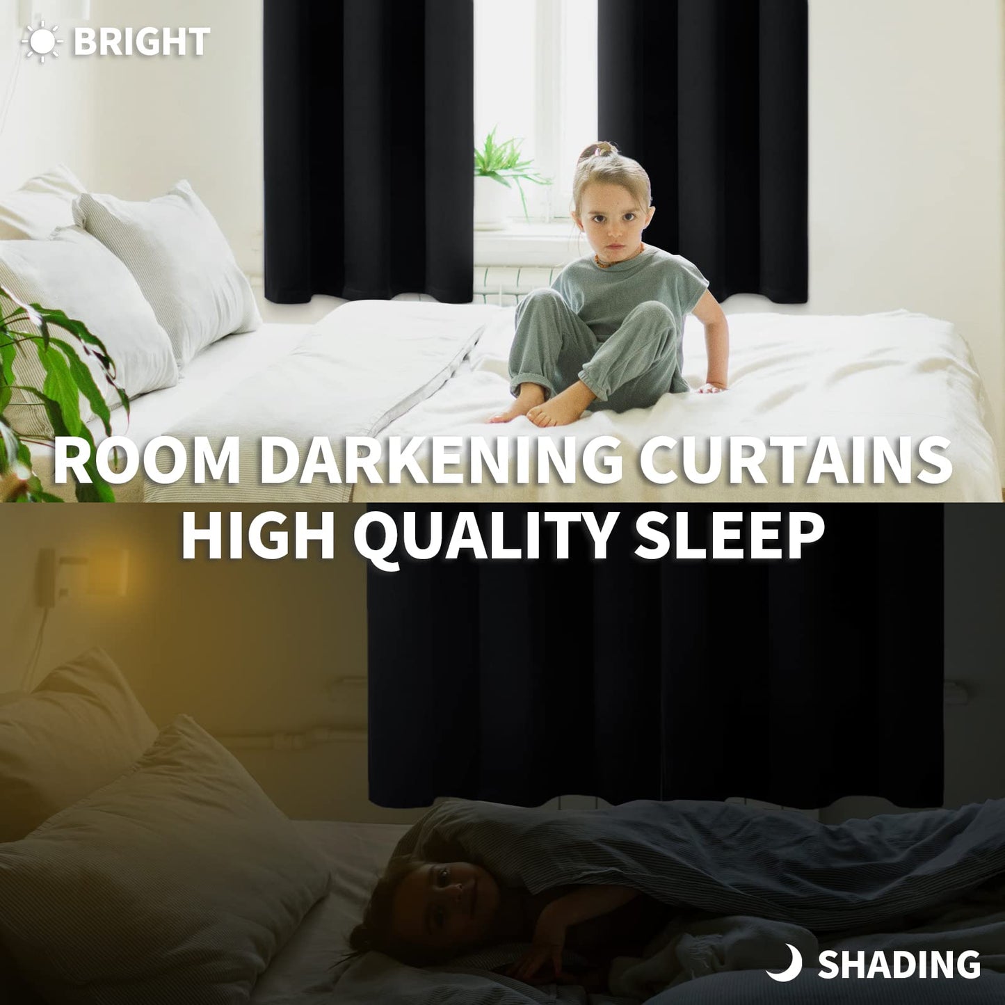 BGment Black Out Bedroom Curtains 63 Inch Length 2 Panels - Thermal Insulated Drapes with Rod Pocket Room Darkening Privacy for Living Room, 42 x 63 Inch