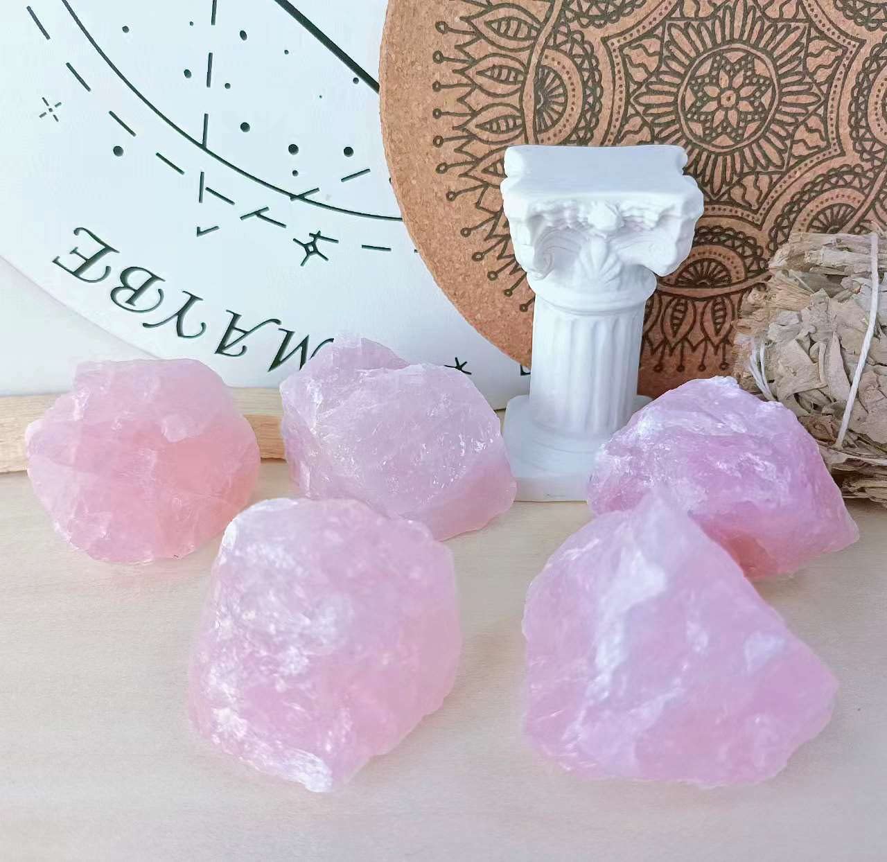 LAIDANLA 1lb 2" Rose Quartz Natural Rough Stones Crystal Large Raw Crystals Bulk Healing Gemstones for Reiki Healing Tumbling Fountain Rocks Wire Wrapping Decoration Cabbing Lapidary