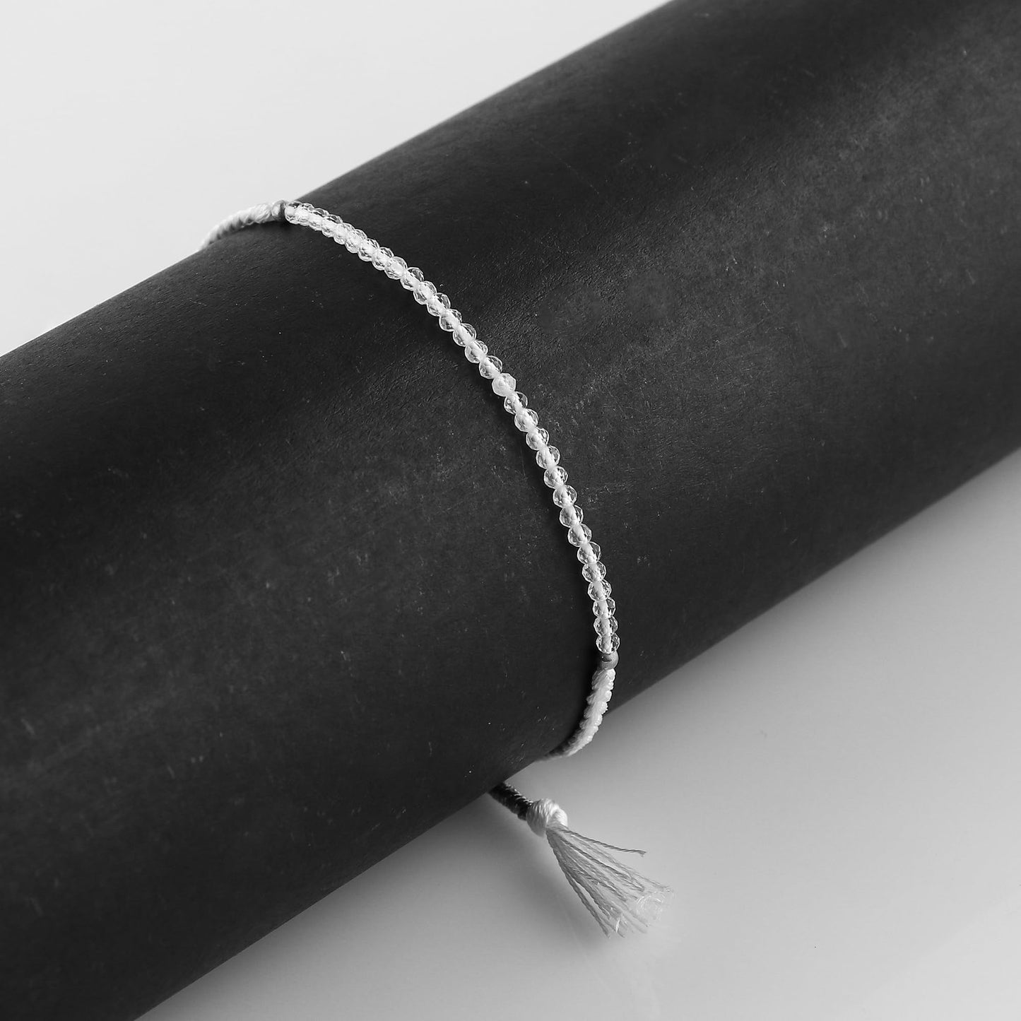 TGH Natural Clear Quartz Beads Braided Bracelet Healing Crystals Birthday Gift for Her Thread Protection Bracelet for Men Women Gemstone Jewelry 7 inch Christmas Gift (Clear Quartz)