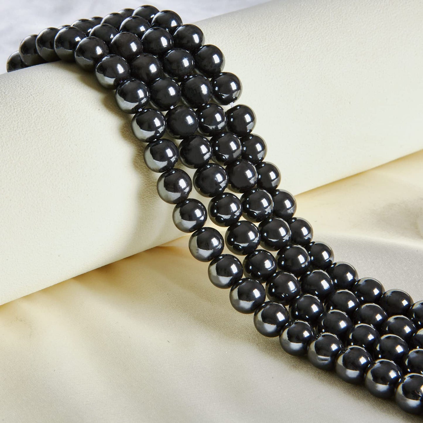 60pcs 6mm Black Hematite Beads Natural Gemstone Beads Round Loose Beads for Jewelry Making