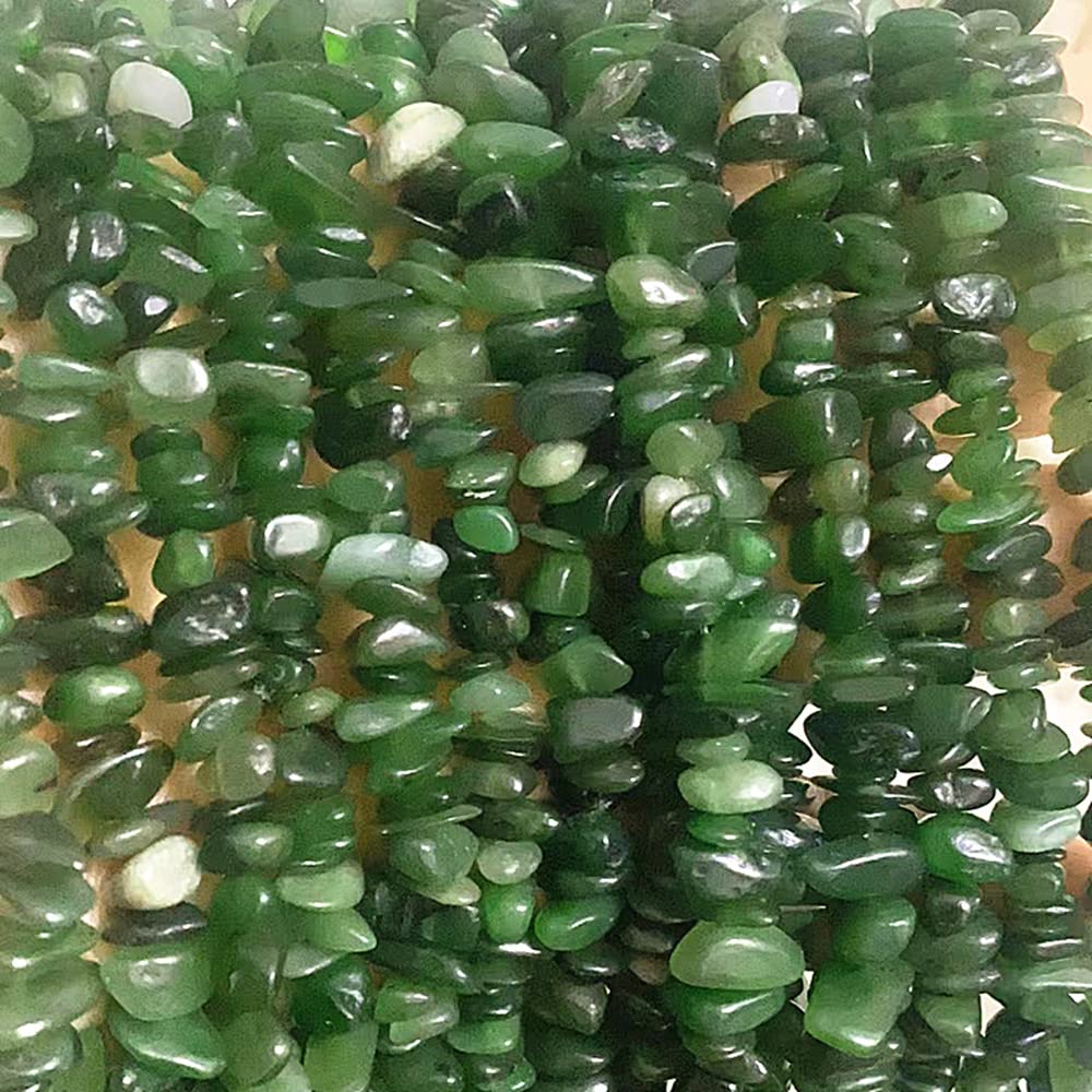 PLTbeads 7-8mm Natural Green Canada Jade Gemstone Chips Beads Healing Crystals Waist Bracelets Necklace Kit Irregular Stone DIY Crafts Design Jewelry Making