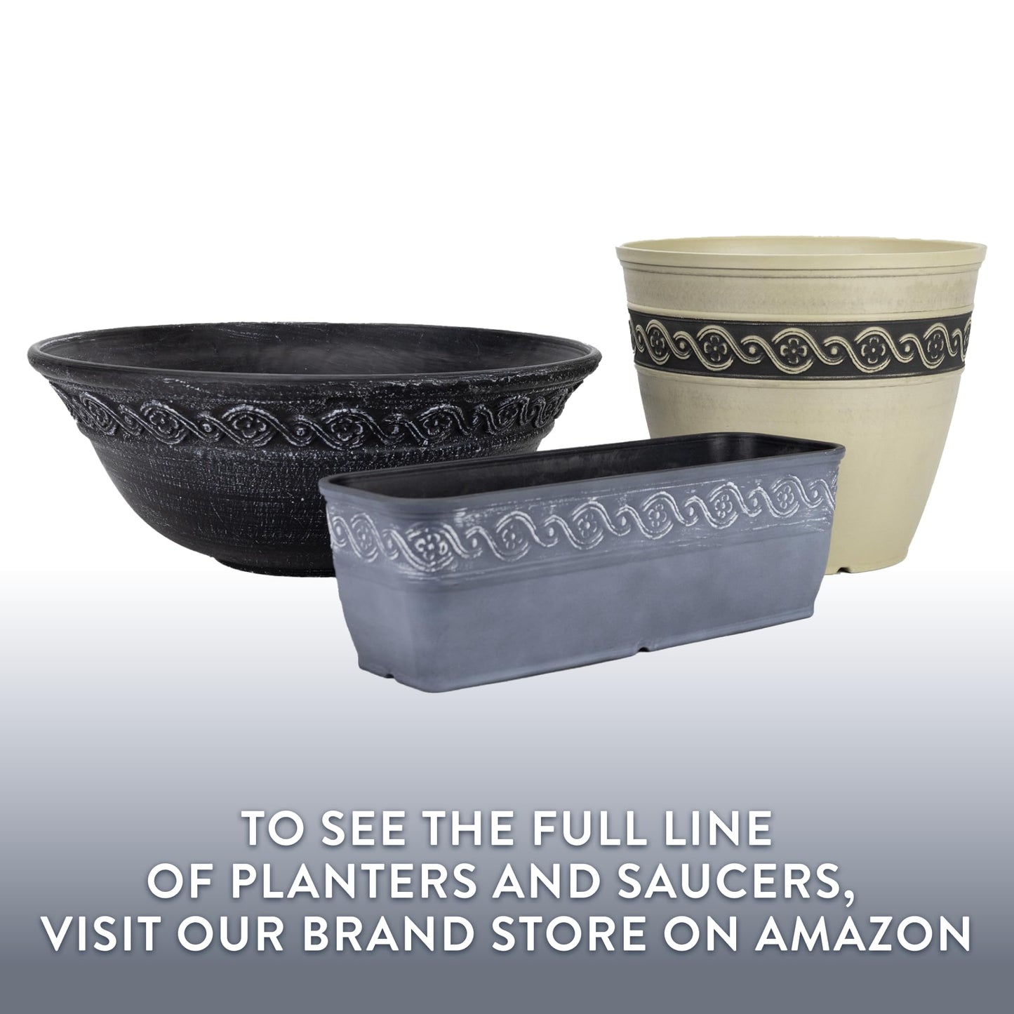 Classic Home and Garden Corinthian Resin Flower Pot Planter, Slate Blue, 8"