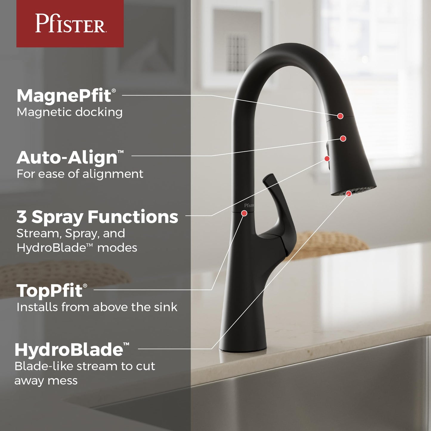 Pfister Talega Pull-Down Kitchen Faucet in Matte Black
