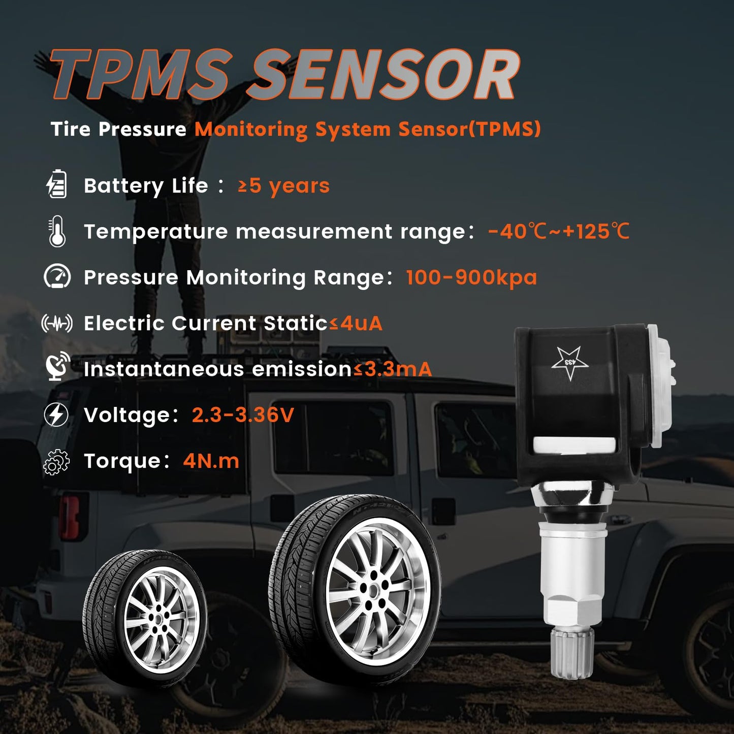ATURMC Set of 4 TPMS Sensor Tire Pressure Monitoring Sensor 433MHz Compatible with BMW X3 X4 X5 Replaces# 6887140