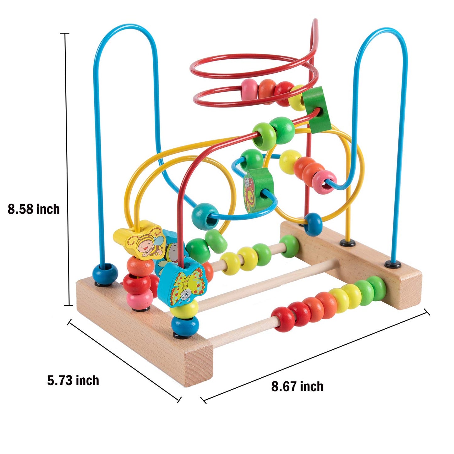 Joqutoys Bead Maze Toy for 1 2 3 Year Old Kids, Wooden Colorful Roller Coaster Circle Toys, Early Educational Toys for Toddlers, First Birthday Gifts for Boys Girls