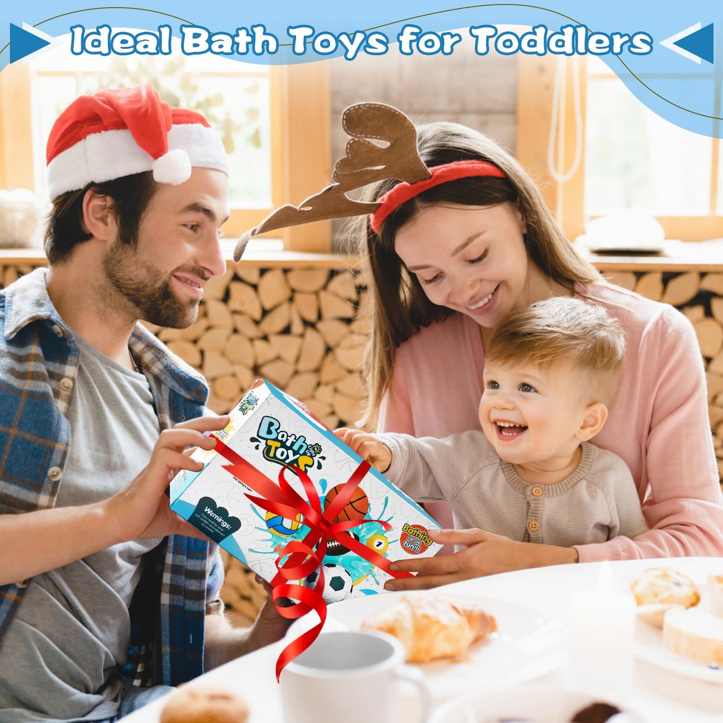 Light Up Bath Toys, Bathtub Basketball Hoop for Kids 1-3, Toddler Water-Activated Light Up Toys 6-12-18 Months, Sensory Toys for Tub Pool Swimming Shower, Baby Bathtub Gift for Boy Girl Birthday