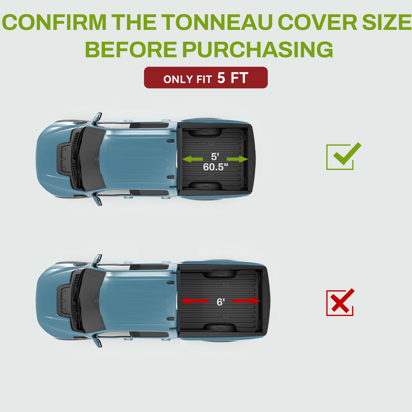 AUTOSAVER88 Soft Tri-fold Truck Bed Tonneau Cover Fits for Toyota Tacoma 2024 2025 2026 5ft Bed (Excl. Trail Edition)