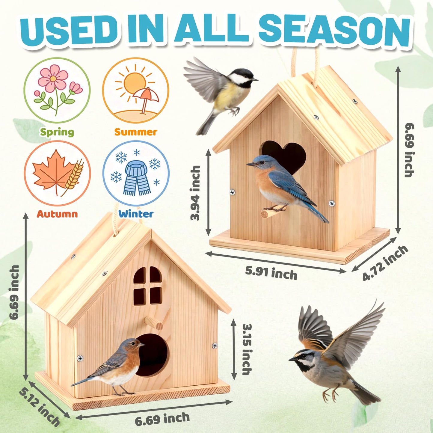 AluAbi 2 Pack DIY Bird House Kit, Thickened Wooden Birdhouse Crafts for Kids with Paints Brushes Screwdriver, DIY Arts and Crafts for Children, DIY Birdhouse Set for Halloween Christmas Birthday