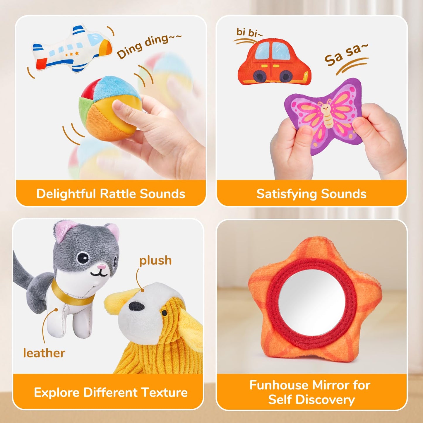 JoyCat Baby Toys - Mystery Soft Box with 10 Sensory Objects + Silicone Alphabet Magnetic Letters, 26 Uppercase ABC Fridge Magnets for Toddlers & Kids