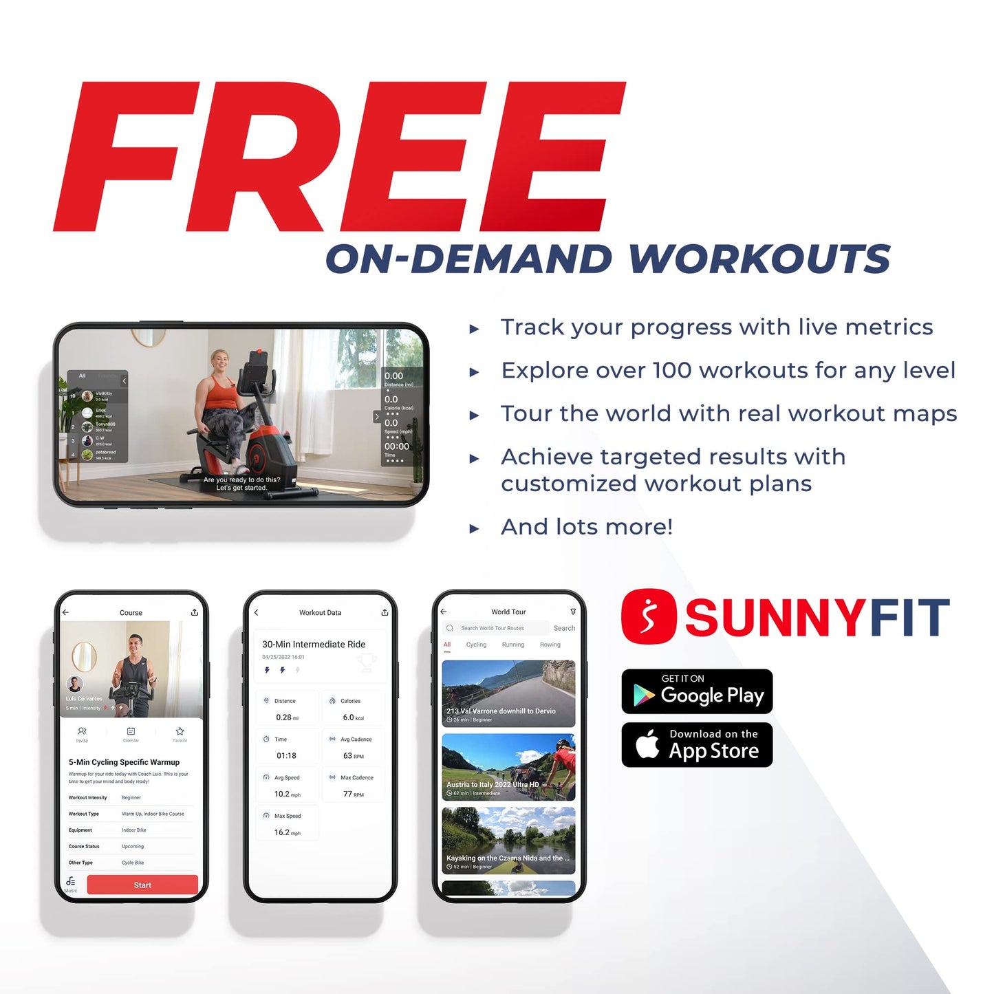 Sunny Health & Fitness Power Stride Smart Elliptical Trainer with 16-Level Electromagnetic Resistance, High-Inertia Flywheel and Exclusive SunnyFit® App Enhanced Bluetooth Connectivity - SF-E321006