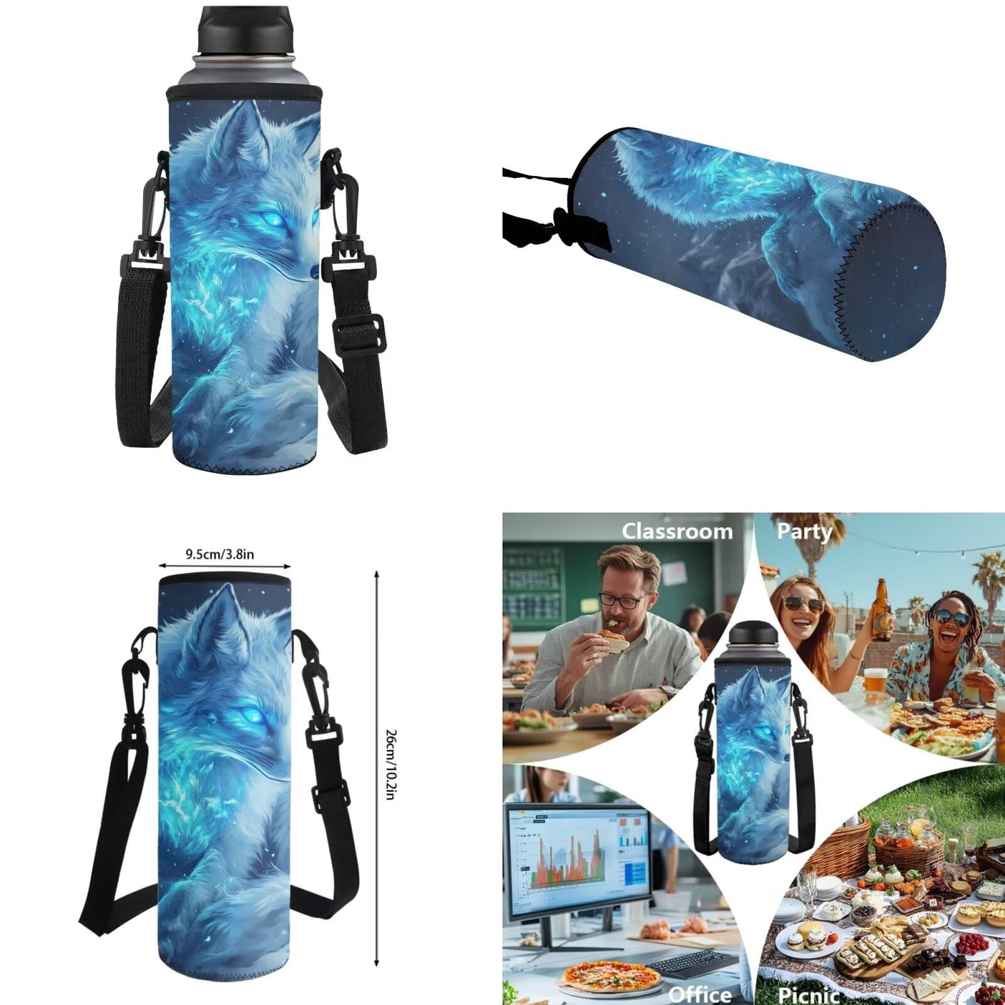 Noteligou Foxes Backpack for School Teens Girls Bookbag with Lunch Box Pencil Case and Water Bottle Sleeve 4-in-1 Aesthetic Girl School Backpack with Side Pockets 17 inch Students Shoulder Bag