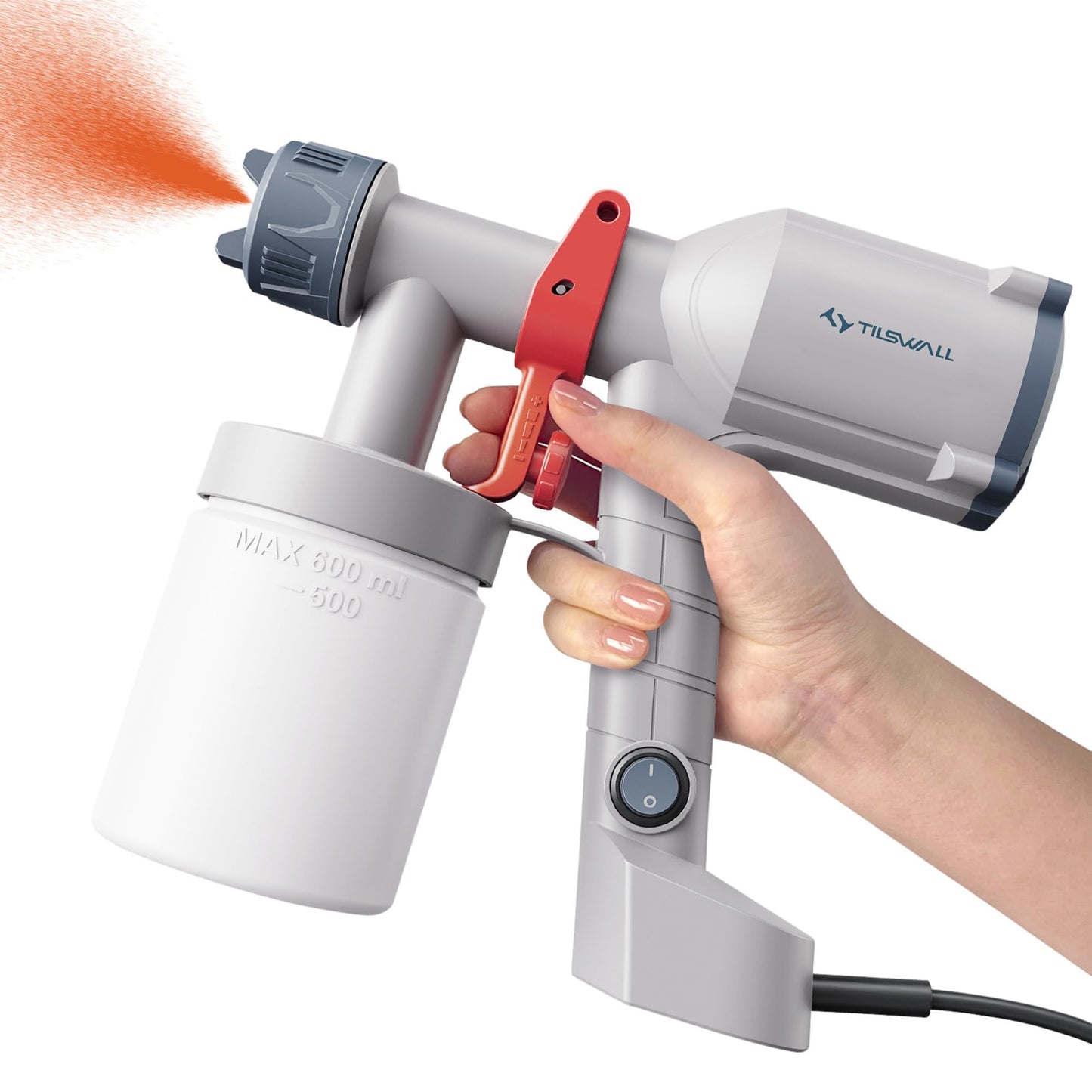 Tilswall Paint Sprayer,Upgraded Ultra-Light Electric Paint Spray Gun with 2 Nozzles & 3 Patterns Easy to Clean for Fences, Sheds, Walls, Ceilings, Furniture, Cabinets, Garden & DIY, White