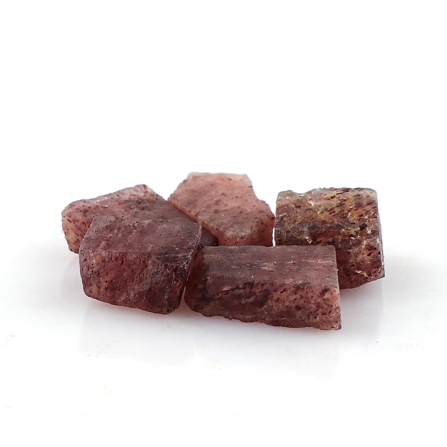 CRYSTALINES 5pcs Wholesale Natural Raw Strawberry Quartz Gemstone, Untreated Rough Stones, Bulk Loose Supplies, DIY Crafts, Jewelry Making, Healing Crystals, Gem Collection, AAA Grade