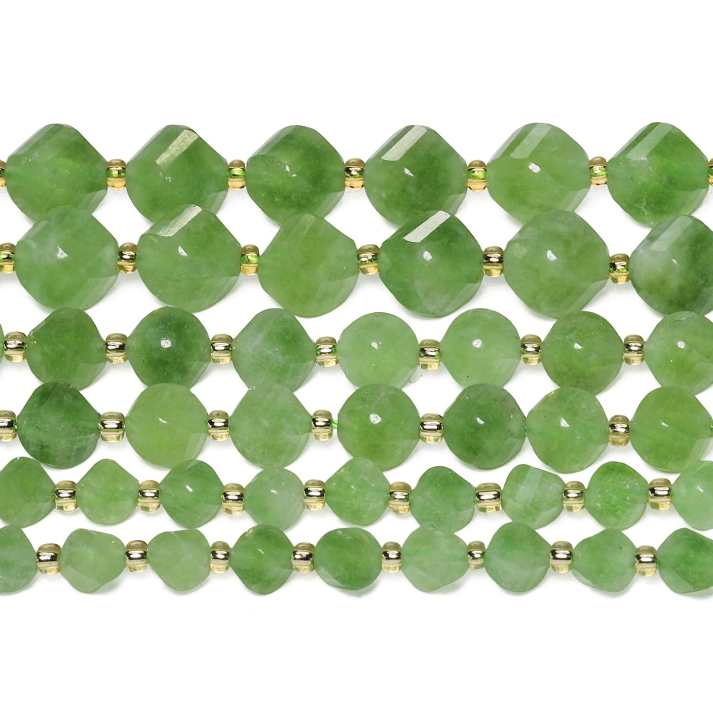 Yochus 42pcs Natural Green Jade Stone Beads for Bracelet,2strands 6mm Facted Twist Loose Gemstone Beads for Jewelry Making DIY Craft Necklace Earring