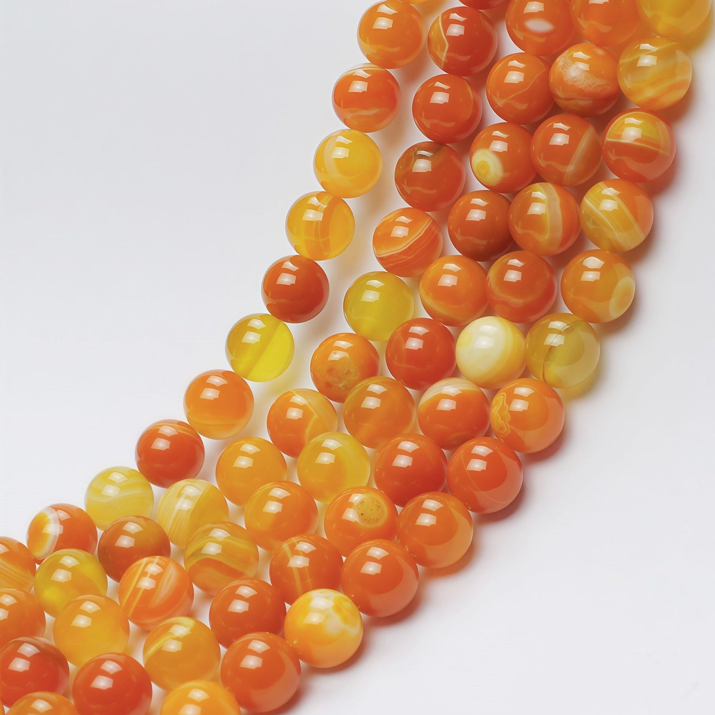 MJDCB Natural Stone Beads Orange Stripe Agate Round Loose Beads for Jewelry Making DIY Bracelet Necklace (8mm)