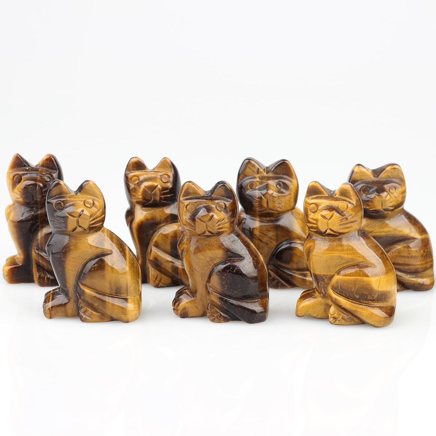 Yellow Tiger Eye Natural Stone 2.0inch Cat Statue Feng Shui Crafts Carved Figurine Chakra Carving Healing Reiki