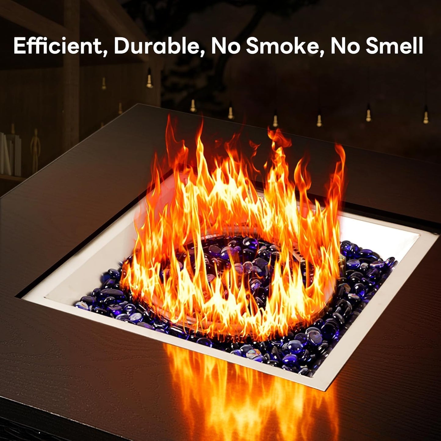 28 Inch Outdoor Propane Fire Pit Table, 50000 BTU Square Rattan Propane Fire Pit with Steel Tabletop & Removable Lid, 4-in-1 Gas FirePit Table with Glass Stones for Patio, Backyard