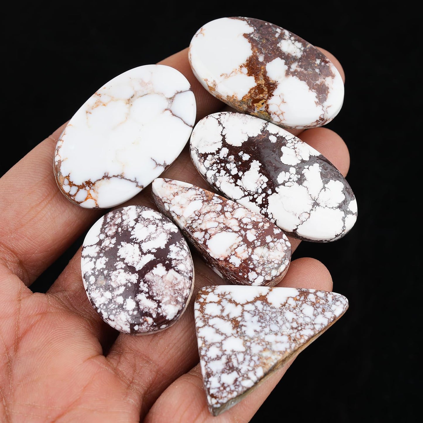GemSymphony 100 Carat Natural Wild Horse Jasper Gemstone Cabochon Lot Mixed Shapes – 5 to 6 pcs Hand Polished Crystal Stones for Jewelry Making Supply, Healing, Reiki, Craft Supplies, Unique Cab Set for Wire Wrapping & Collectors (10-20 mm)