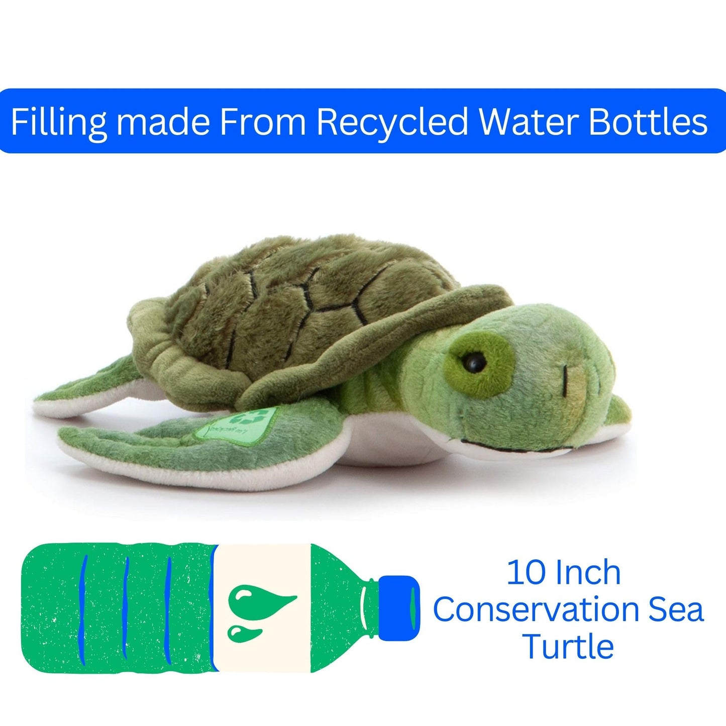 The Petting Zoo, Conservation Sea Turtle Stuffed Animal, Gifts for Kids, Baby Sea Turtle Plush Toy 10 inches