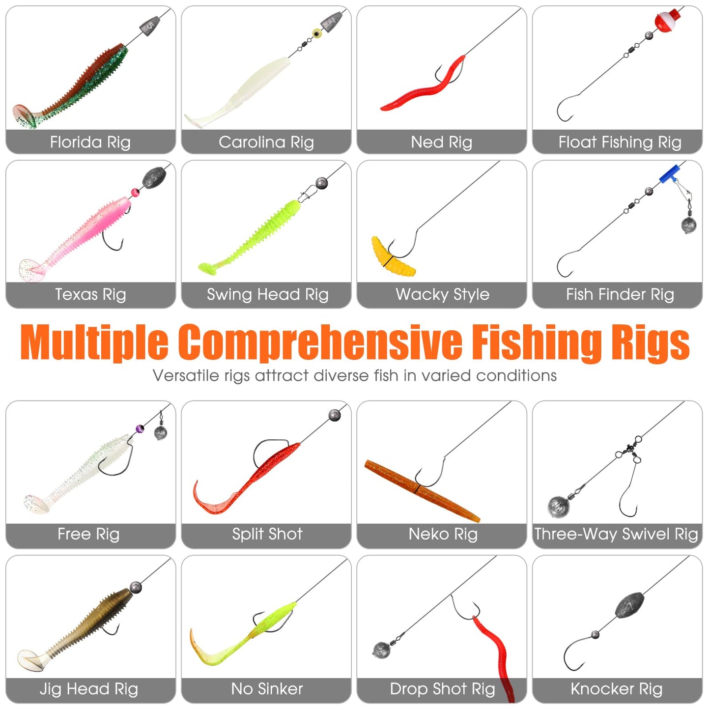 RoundFunny 602 Pcs Fishing Tackle Accessories Kit, Organized Fishing Tackles Box with Tackle Included, Fish Hooks, Weights Sinkers, Swivels, Beads Gear and Equipment Set, Fishings Gift for Men