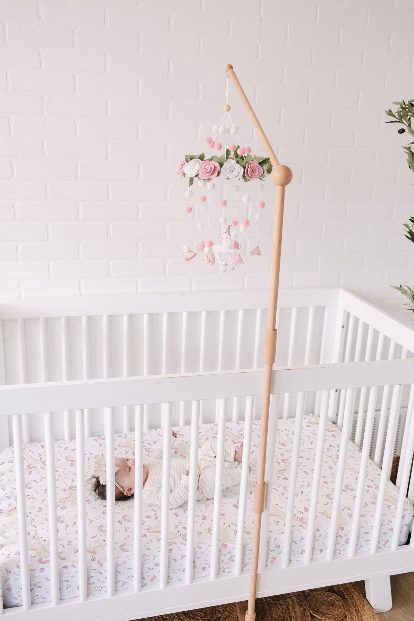 Baby Crib Mobile ā Wooden Hanging Nursery Baby Mobile for Crib, Nursery Decor for Boys & Girls, Perfect Shower Gift (Unicorn Blossom) Also Fits Bassinets, Sorrel + Fern