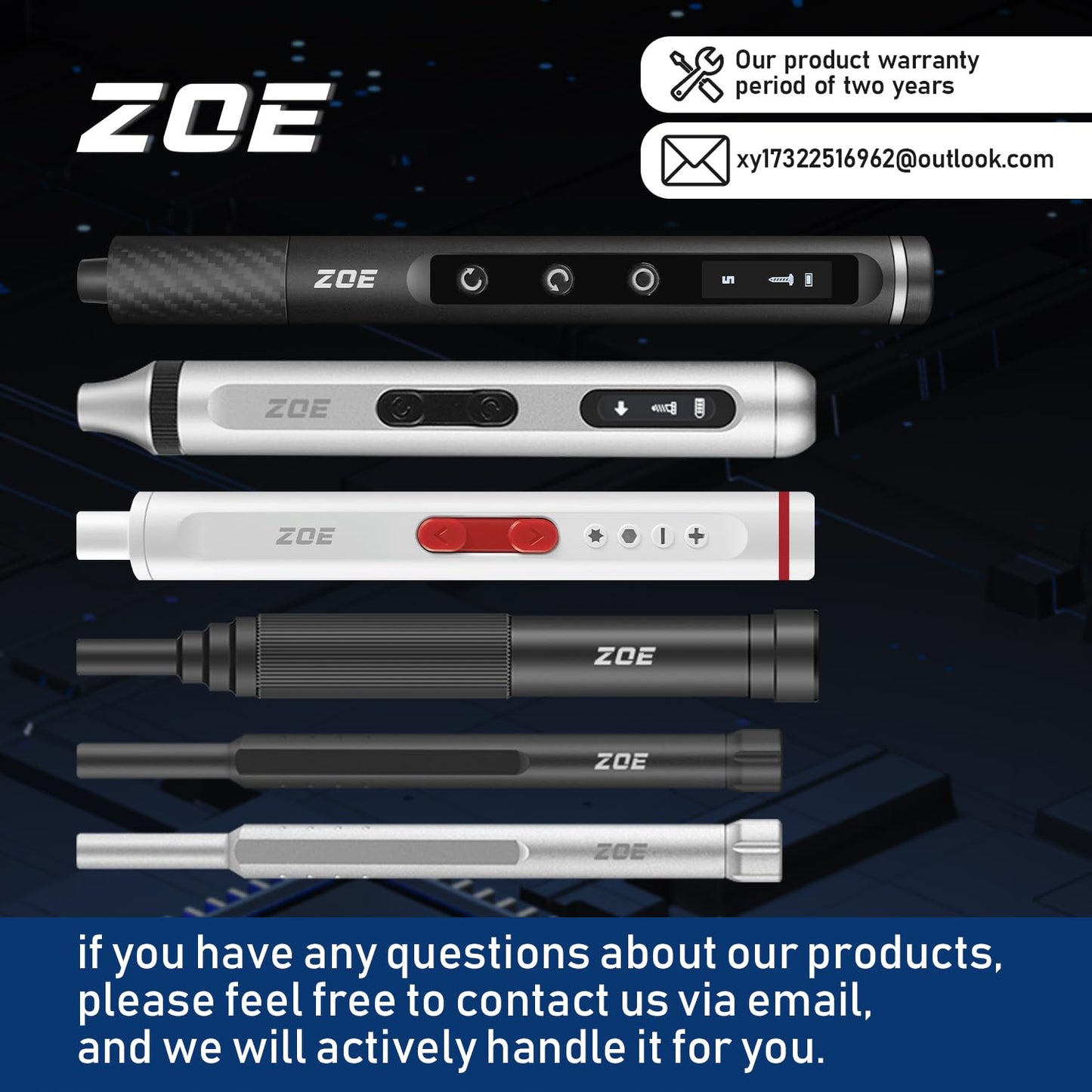 ZOE Precision Electric Screwdriver Set with LED Light, 5 Torque (0.15-0.6N·m), 500mAh USB-C,42 S2 Steel Bits,12 Type Fix Tools,Repair Kit for Laptop/Camera/Electronics