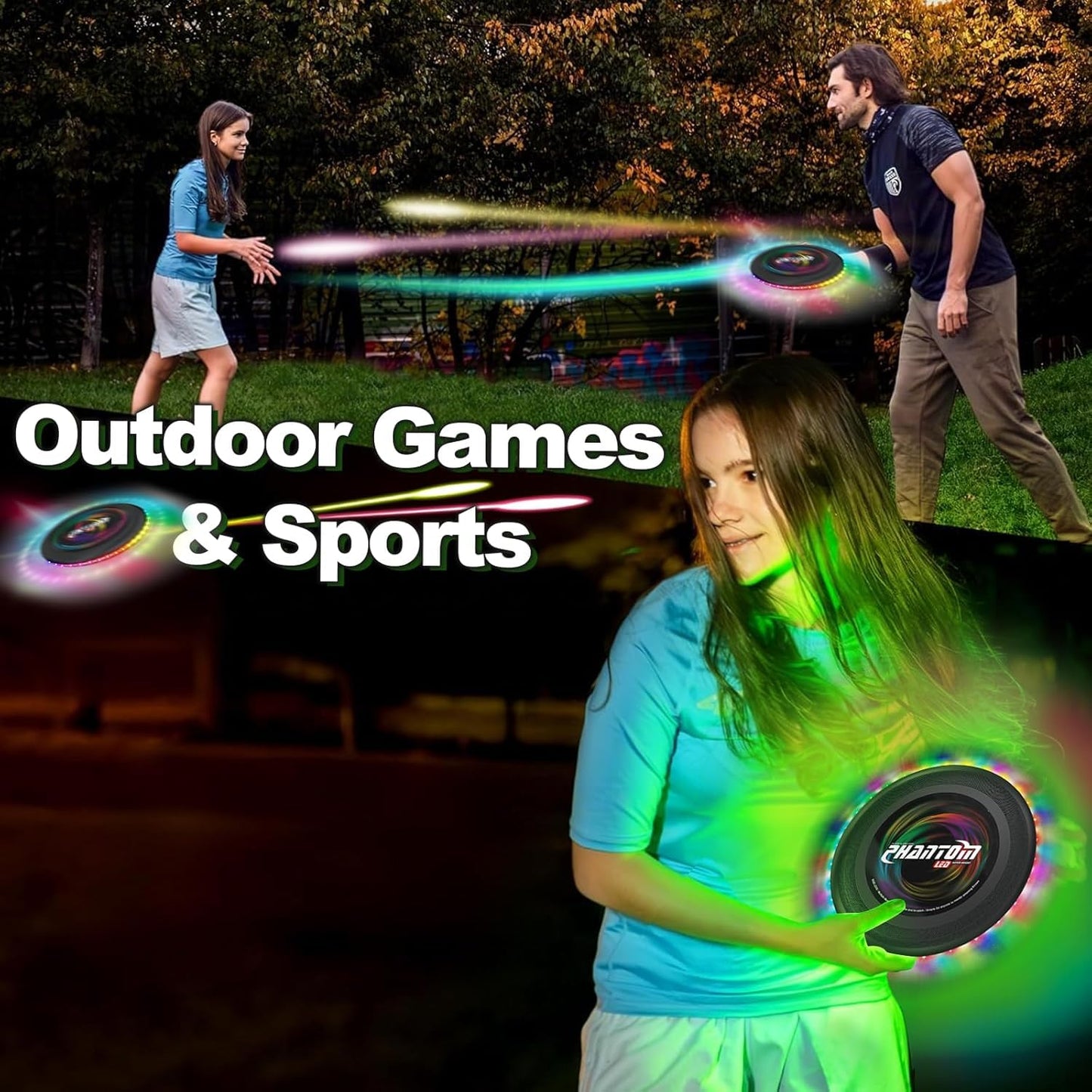 StyleBoon Flying Disc with Million Colors, 10.6 Inch 13Lighting Modes 41 Bright Waterproof Flying Ring,Camping for Kids Teens Adults Boys Girs, Perfect forAges 6+, Gift for Kids, Black
