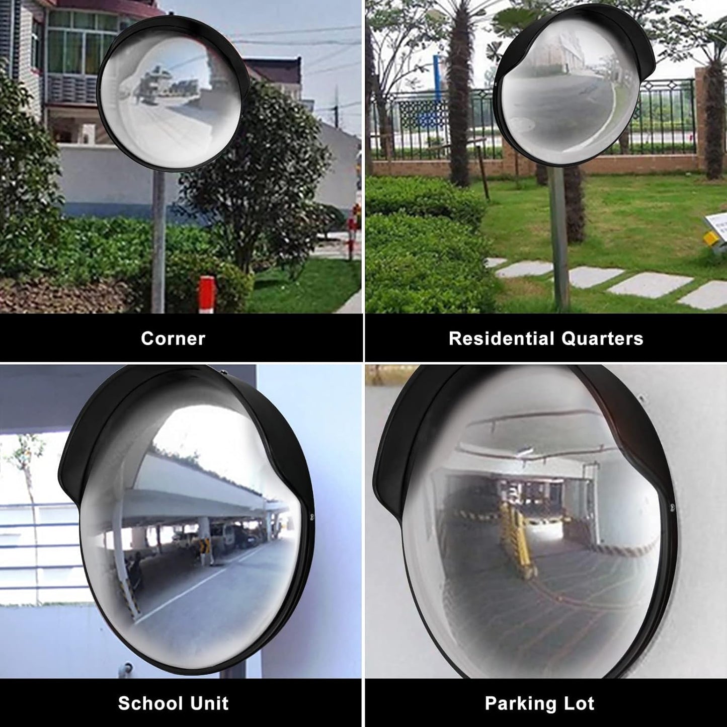 KOBSAINF 18 Inch Convex Mirror Outdoor with Adjustable Wall Fixing Bracket, Driveway Mirror for Wide Angle View Security Blind Spot