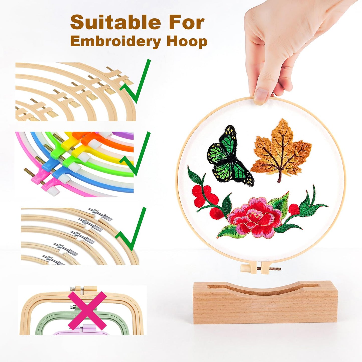 Embroidery Hoop Stand Base 3Pack Embroidery Stand 2 Tier Groove Design Embroidery Display Stand Base ,Embroidery Hoop Display Cross Stitch Kits (Suitable 4-6.7IN Frame)
