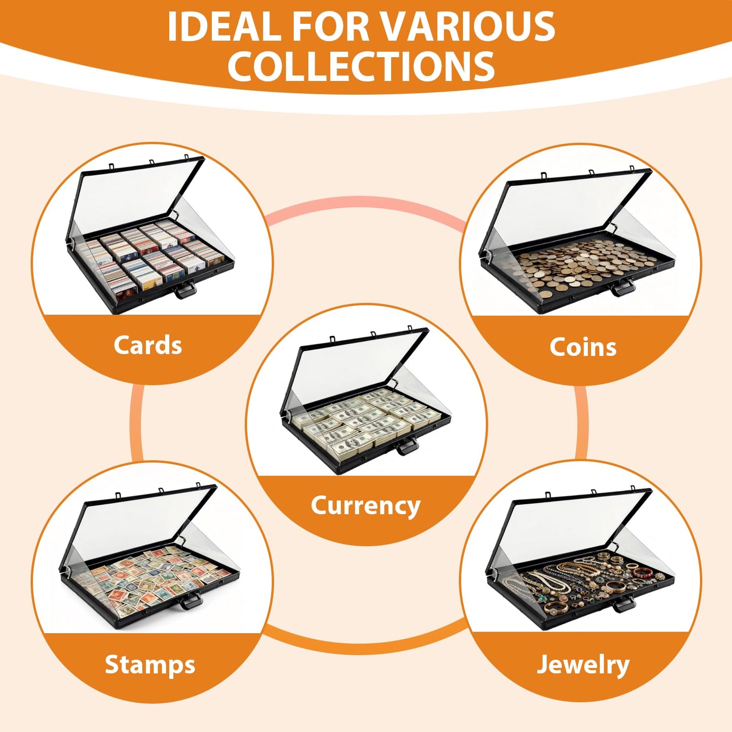 34"x22" Card Show Display Case,Portable Aluminum Trading Card Display Case,Clear Acrylic Card Box with Locks Suitable for Sports Card/TCG/Jewelry Collection (Black)