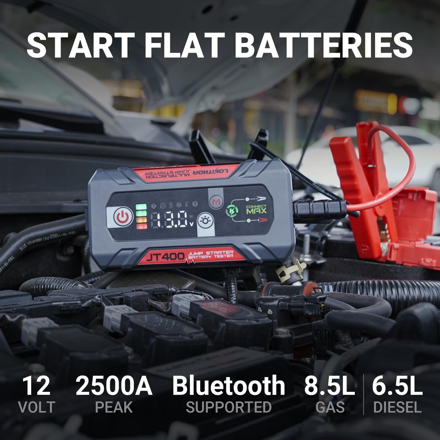 LOKITHOR JT400 2500A Jump Starter with 12V Battery Tester and J1350 PRO LiFePO4 1350 Amp Jump Starter