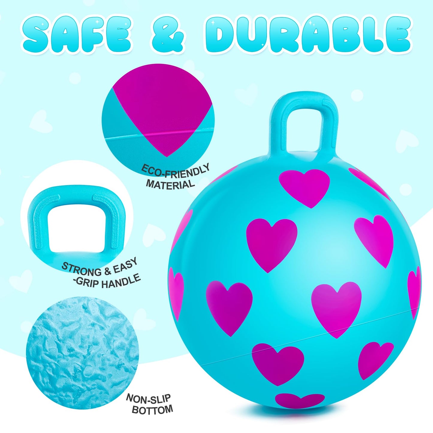PlayZap Hopper Balls for Kids 3-6, Bouncy Ball with Handle, Inflatable Bouncing Hopper, Garden Hopping Toys Girls Boys Gifts