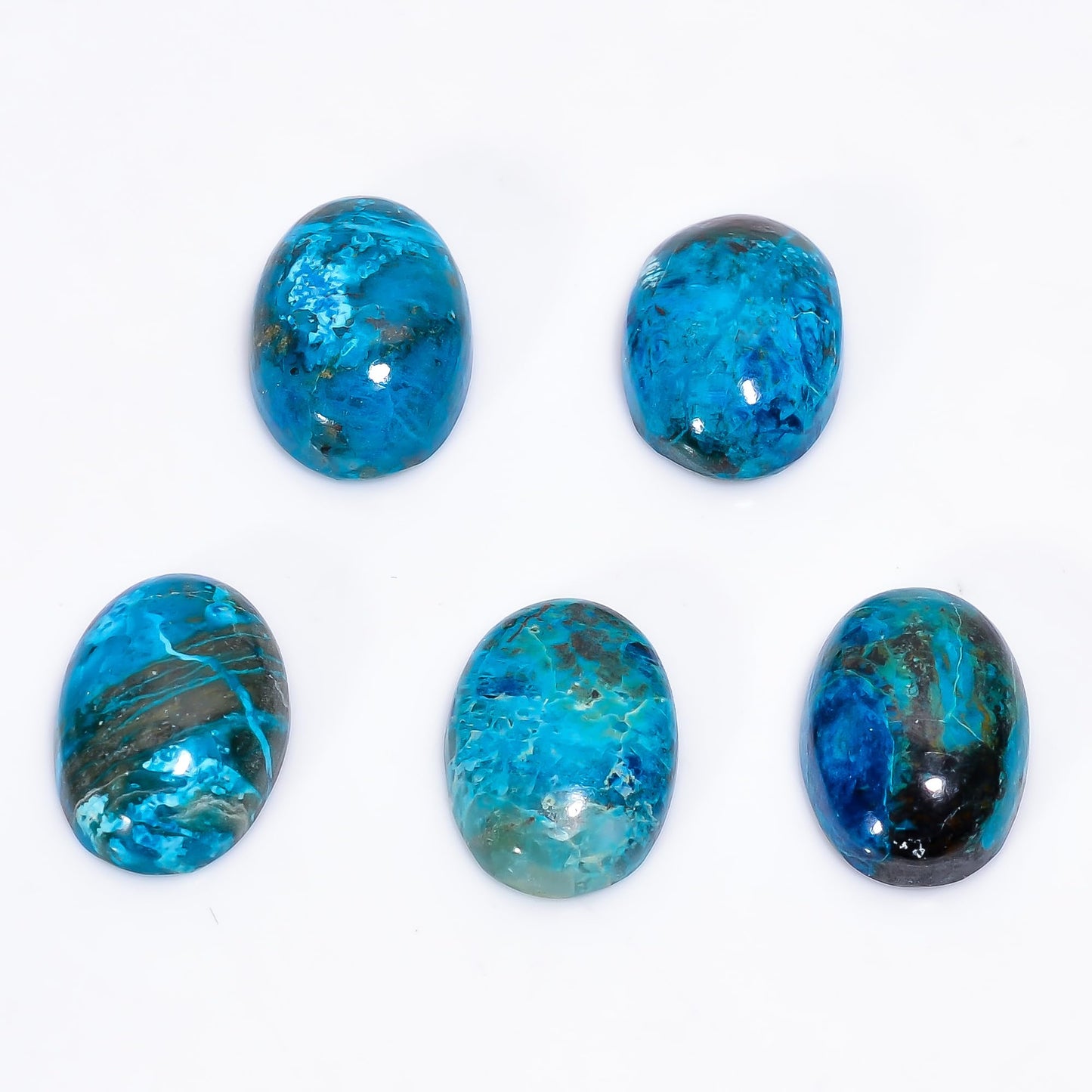 2 PCS, 14X10 MM, AURA GEMS Natural Chrysocolla, Cabochon, Oval Shape, Jewelry Making Stone Supply, Chakra Energy Healing Gemstone, Real Crystal, Birthstone, Wholesale deal