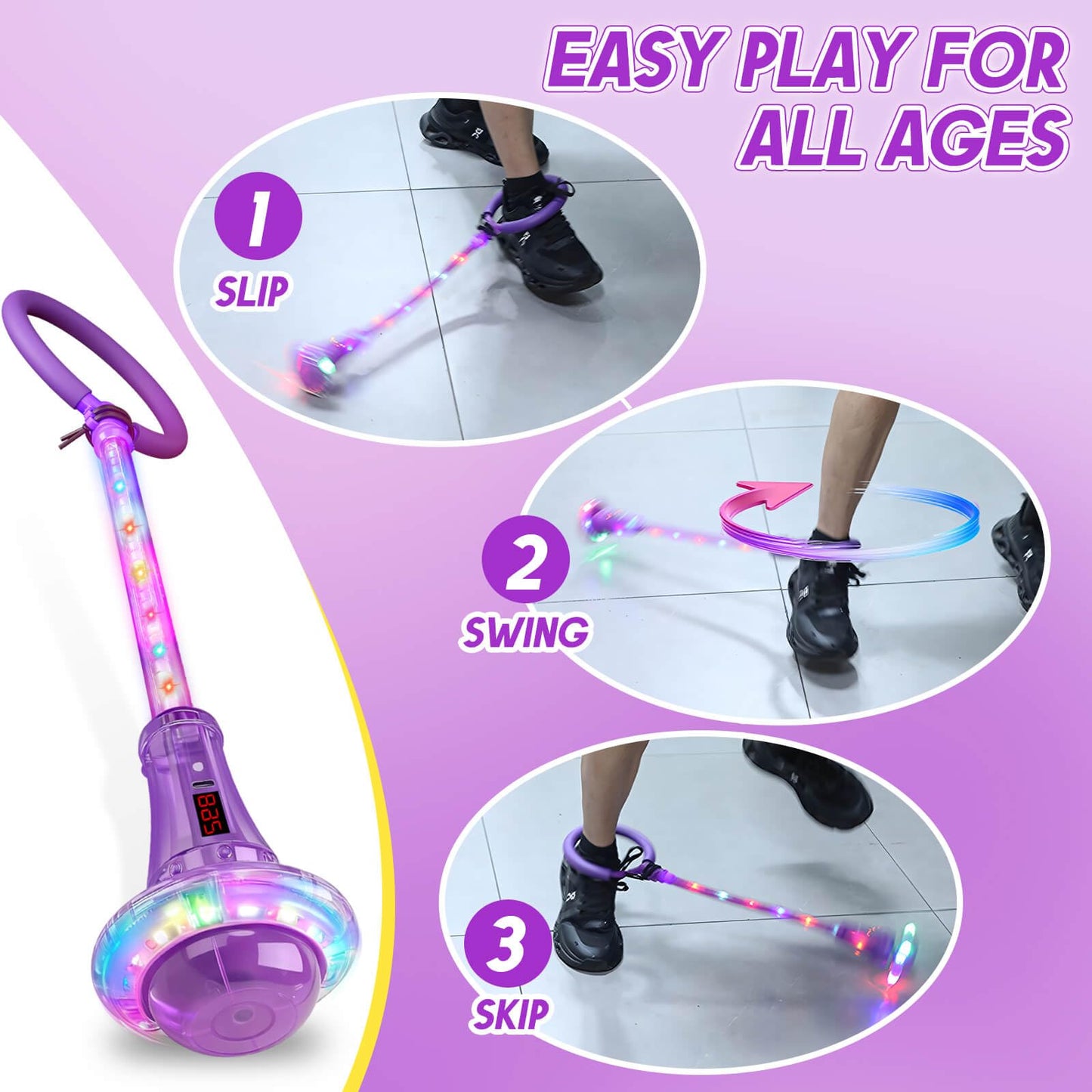 Dolanus Skip Toy with Counter- Laps, Time, Distance, Toys for 5-12 Year Old Kids, Girls Birthday Gifts for Age 5 6 7 8 9 10 11 12, Outdoor Outside Sports Games, Girls Toys Ages 6-8 8-13 (Purple)