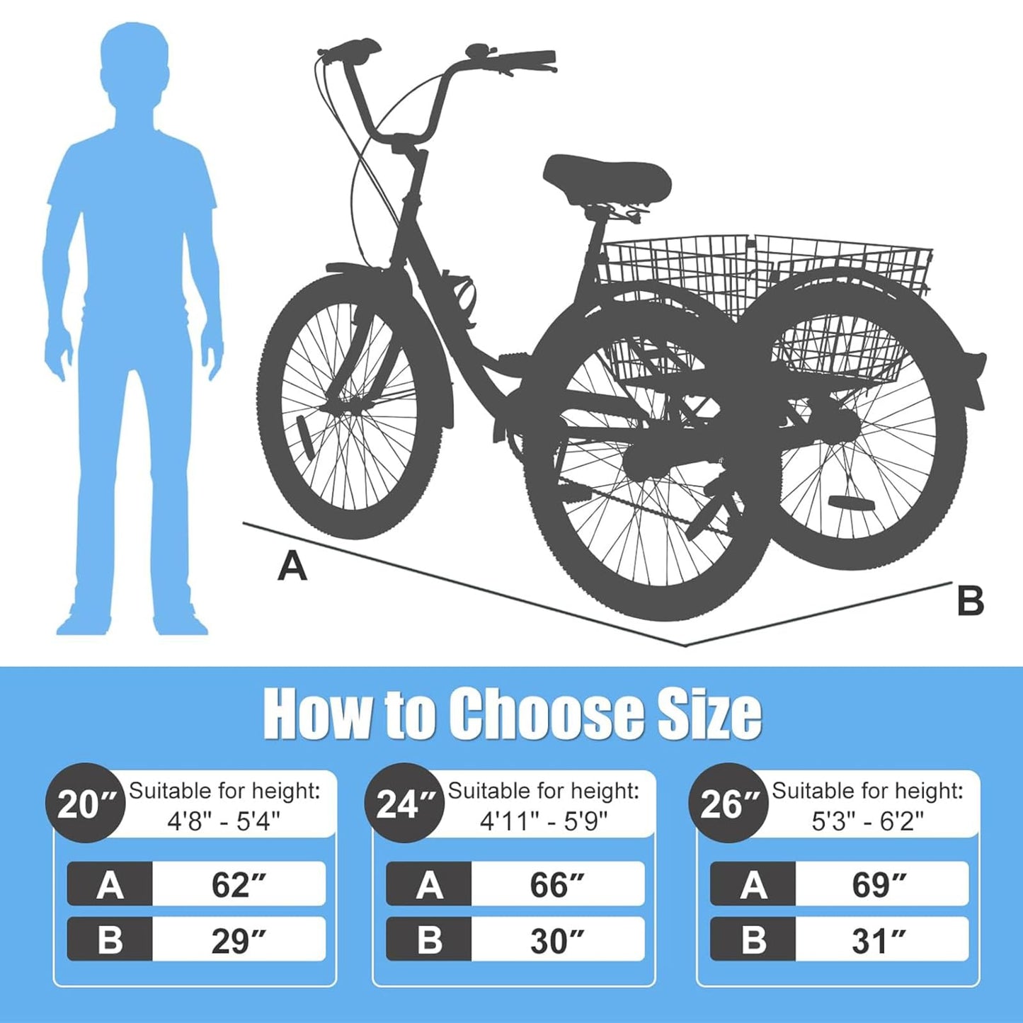 EOYOBIKE Adult Tricycle 3-Wheel Cruiser Bike, Low Step-Through, Heavy-Duty Comfort Trike with Adjustable Handlebar & Spring Saddle, Large Rear Basket, for Seniors & Adults (Blush Quartz, 20" Tire)