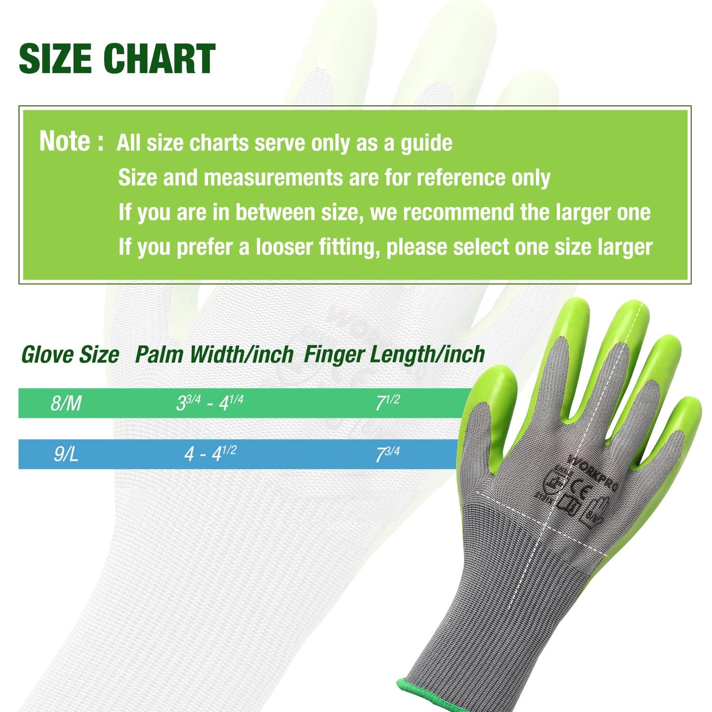WORKPRO 6 Pairs Garden Gloves, Work Glove with Eco Latex Palm Coated, Gardening Gloves, Working Gloves for Weeding, Digging, Raking, and Pruning (Medium)