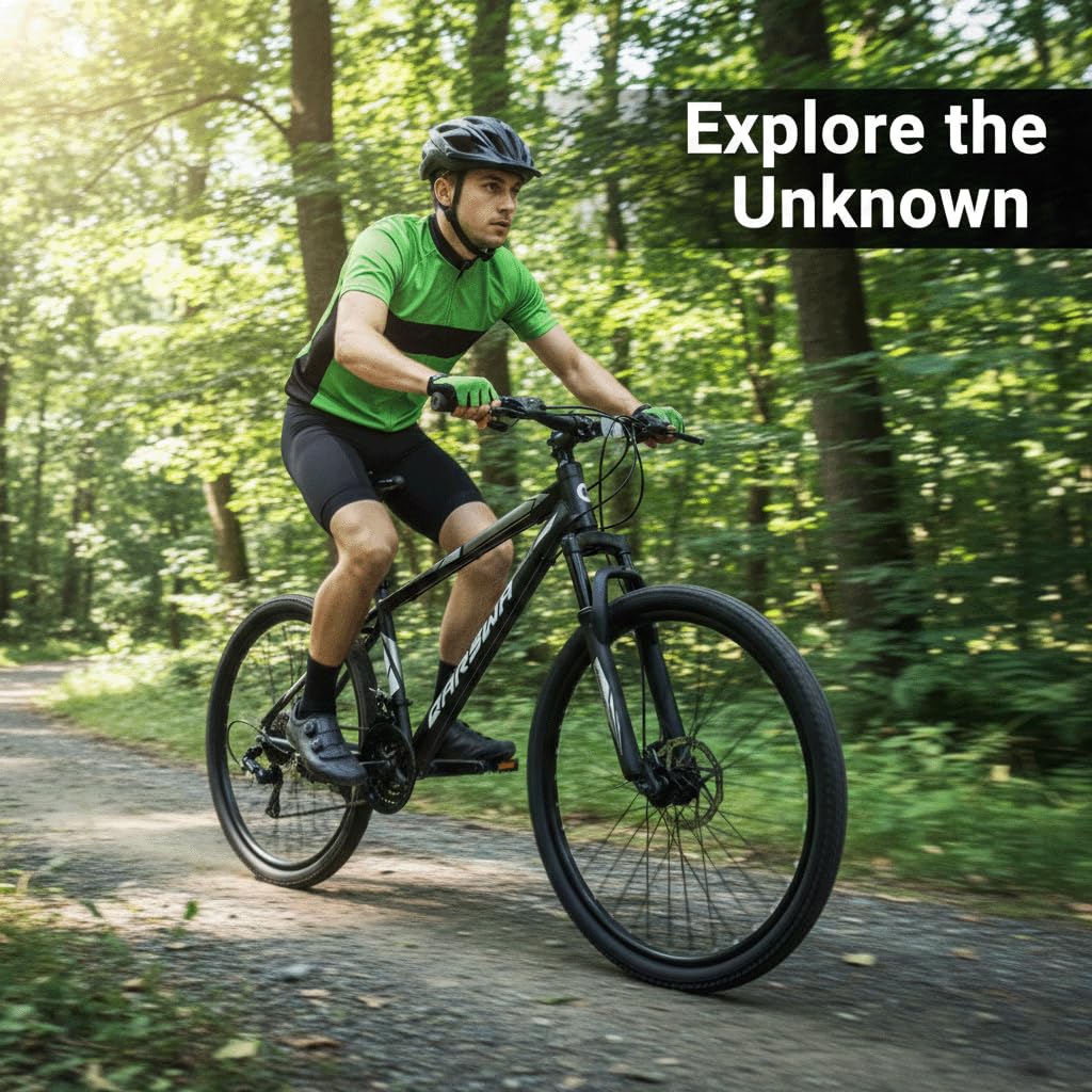 QARSWA 26 Inch Mountain Bike, Lightweight Aluminum Frame MTB with 21-Speed Trigger Shifter & Dual Disc Brakes, Comfort Foam Seat Adult Bicycle for Men and Women, Trail & Outdoor Riding, Matte Silver