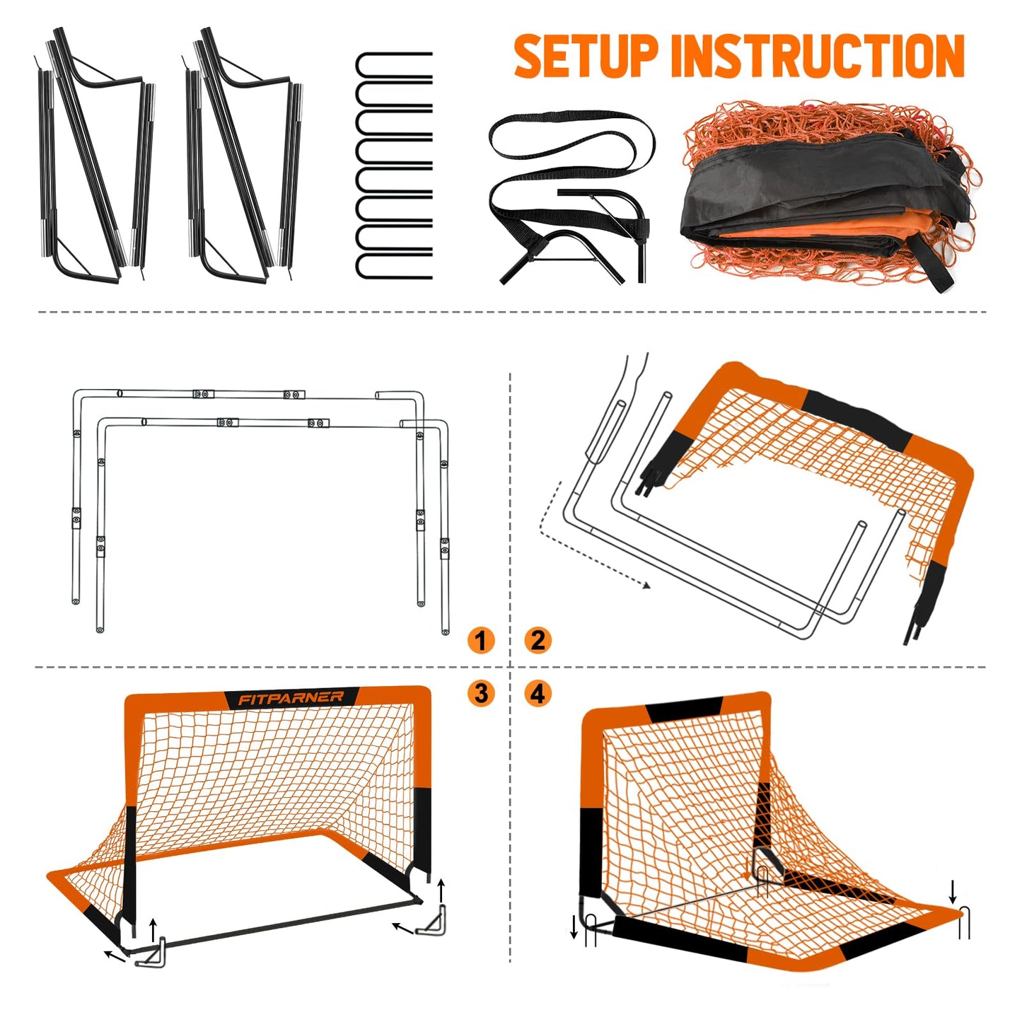Kids Soccer Goals for Backyard Set - 2 Set of 4X3 ft Soccer Nets for Kids Age 3-14,Portable Pop Up Soccer Training Equipment Kit with 20 ft Agility Ladder, Soccer Ball for Toddler Youth Outdoor Game