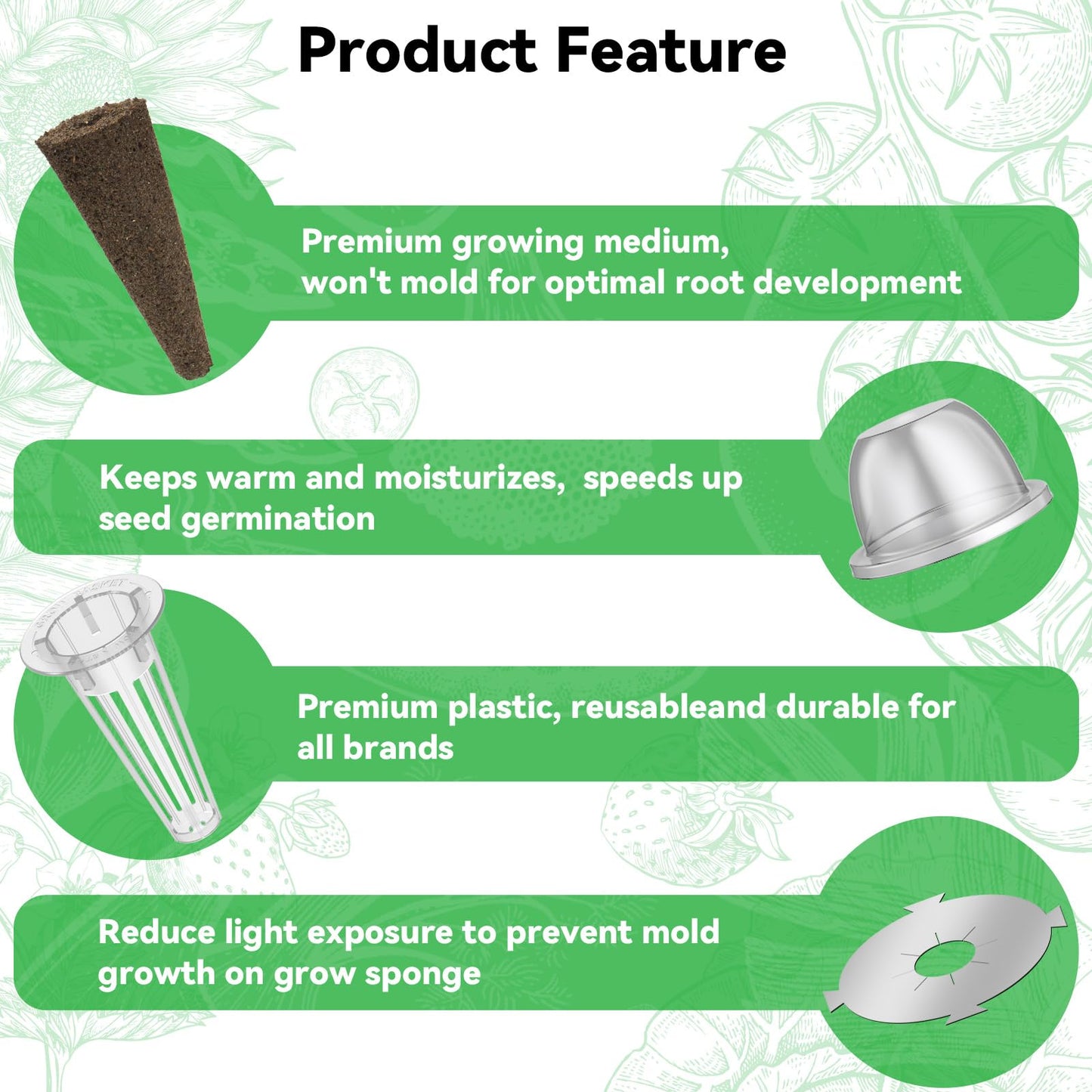 inbloom Organic Salad Green Seed Pod Kit for AeroGarden, Ahopegarden Hydroponics Growing System, Low-Calorie Food, 7-Pods (350+ Seeds, Include Fast and Butter Lettuce, Red and Golden Cherry Tomato)