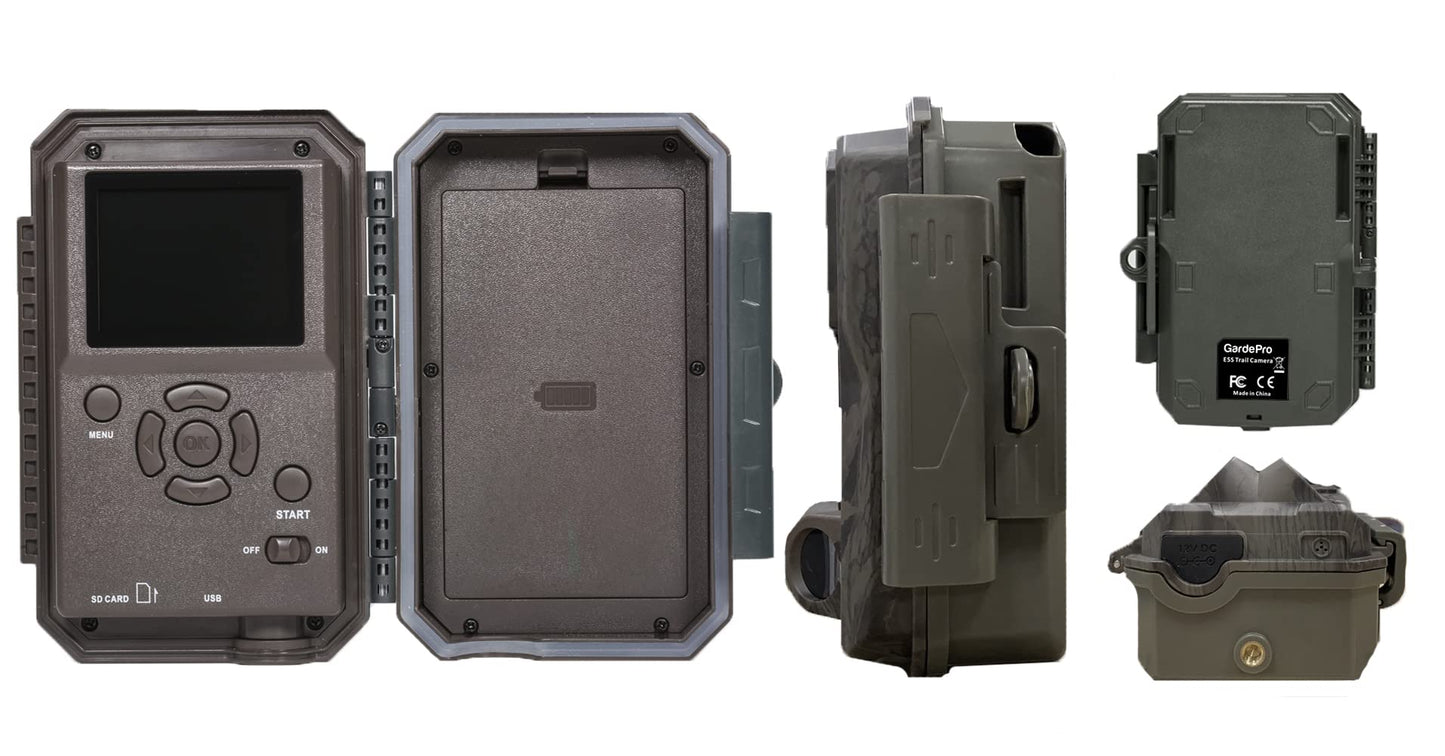 GardePro E5S Trail Camera (Non-Cellular, Non-WiFi), 64MP Photo & 1296P HD Video, 0.1s Trigger, 100ft No-Glow Night Vision, Motion Activated Wildlife Camera