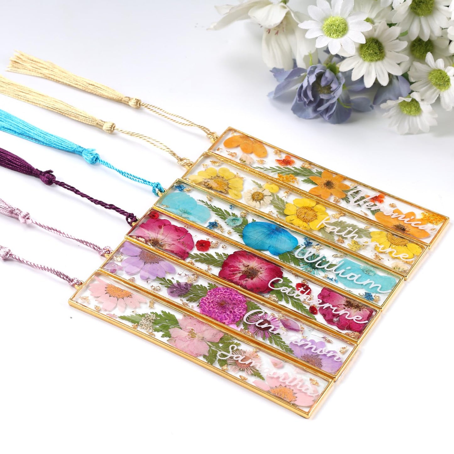 LET'S RESIN 12pcs Bookmark Bezels for Resin with Tassels, UV Resin Molds for DIY Bookmarks, Metal Bookmark Bezels Bulk for Craft Supplies & Wind Chime Accessories (Tape Not Included)