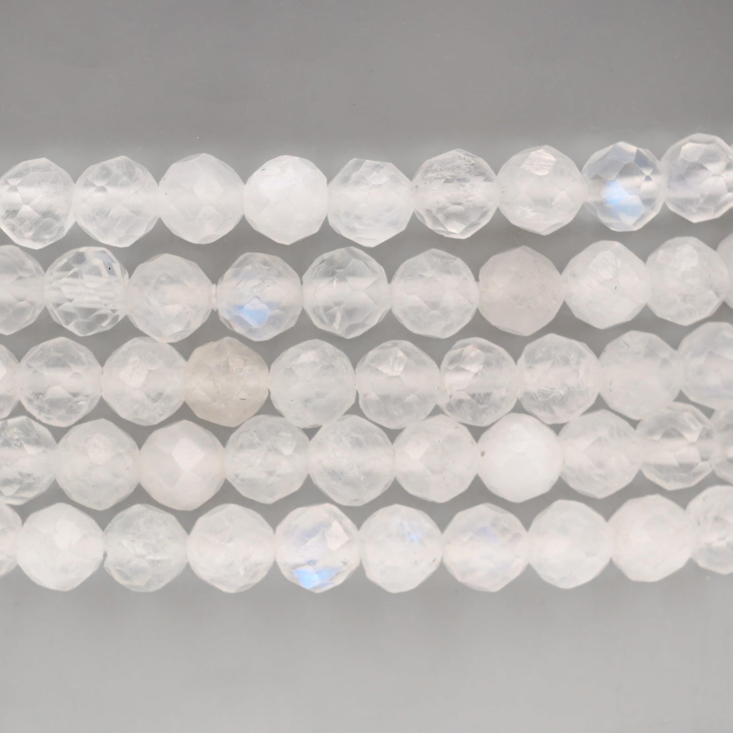 Angelstones Natural Blue Moonstone Gemstone Small Beaded Stretch Bracelet, 4mm Faceted Round Beads, Crystal Healing Bracelet for Women
