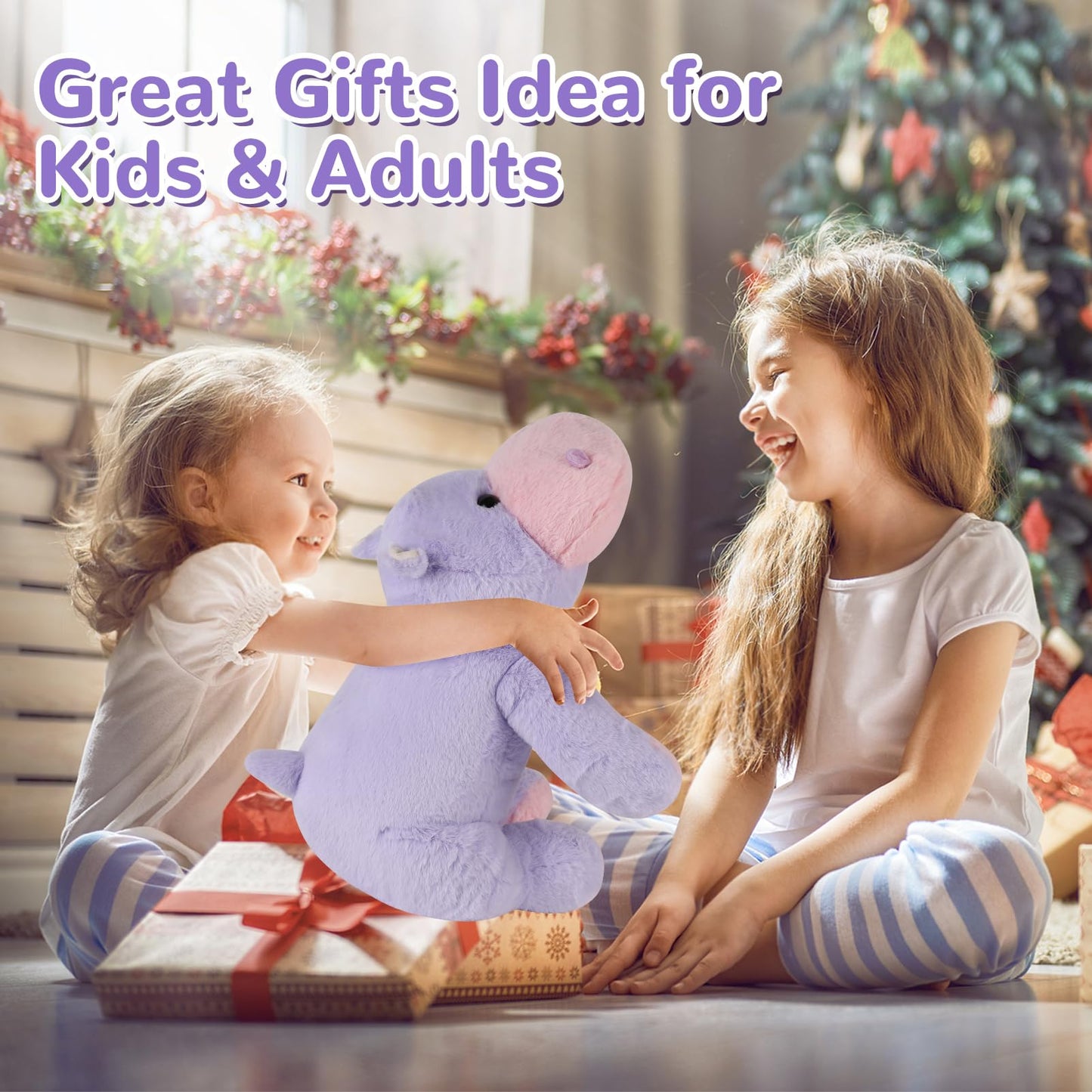 meowtastic Hippo Weighted Stuffed Animals - 22 Inch 4.5 Pounds Weighted Plush Hippo Stuffed Animals - Big Toys Pillow - Cute Plush Toys Gifts for Kids & Adults (22" 4.5 lbs)